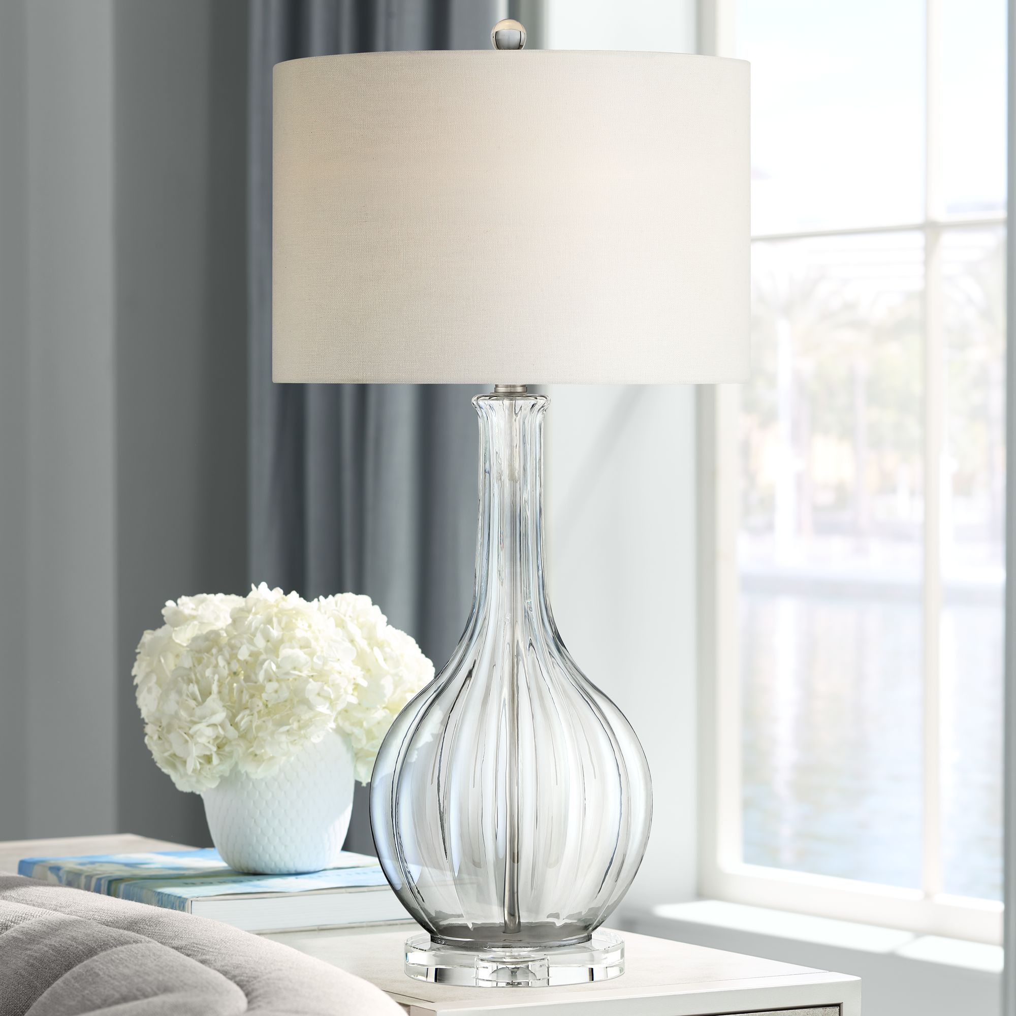 Kate Ribbed Glass Gourd Table Lamp