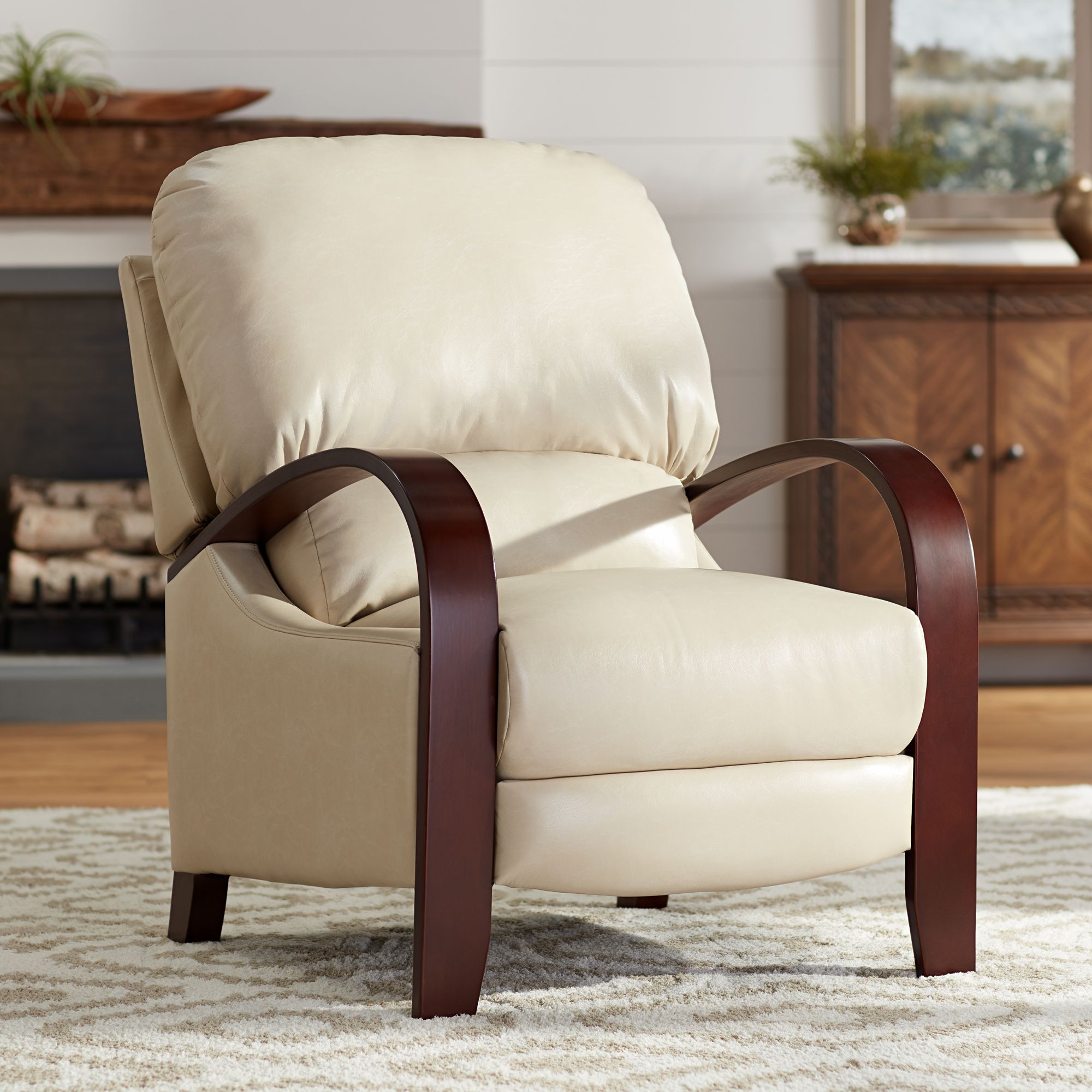 Cooper Parchment Faux Leather 3-Way Recliner Chair