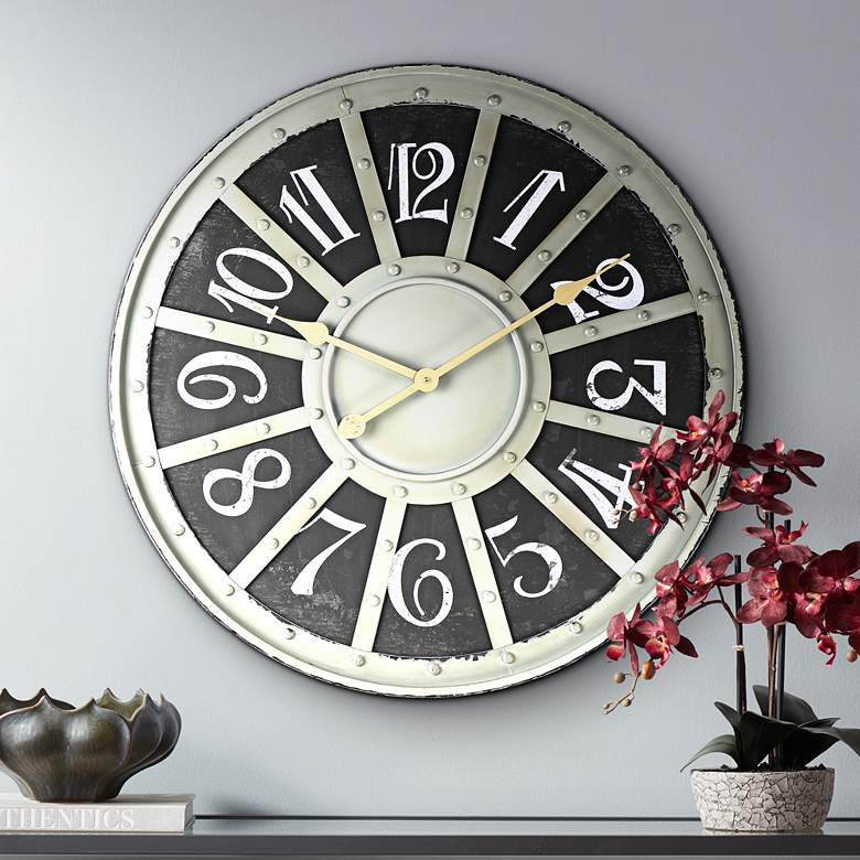 Image 1 Kester 24" Wide Industrial Metal Wall Clock