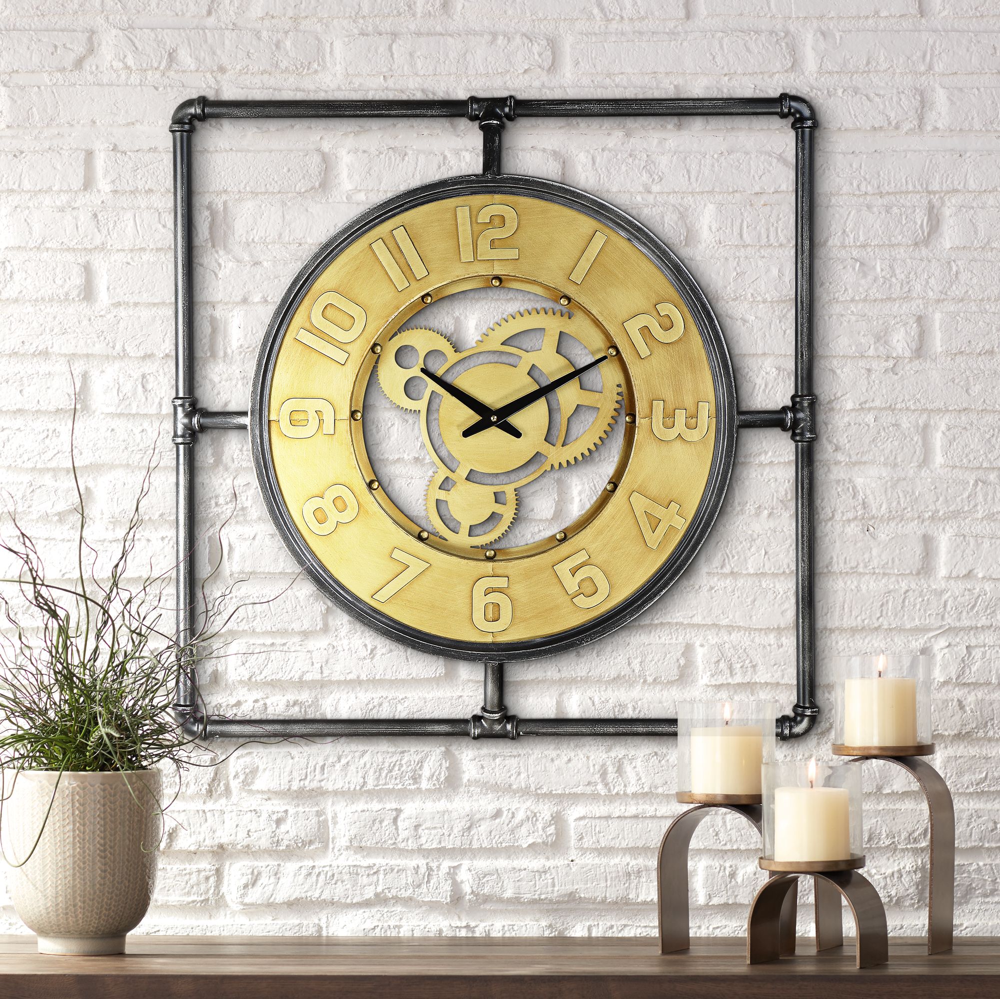 Callan 26" Wide Industrial Iron Wall Clock