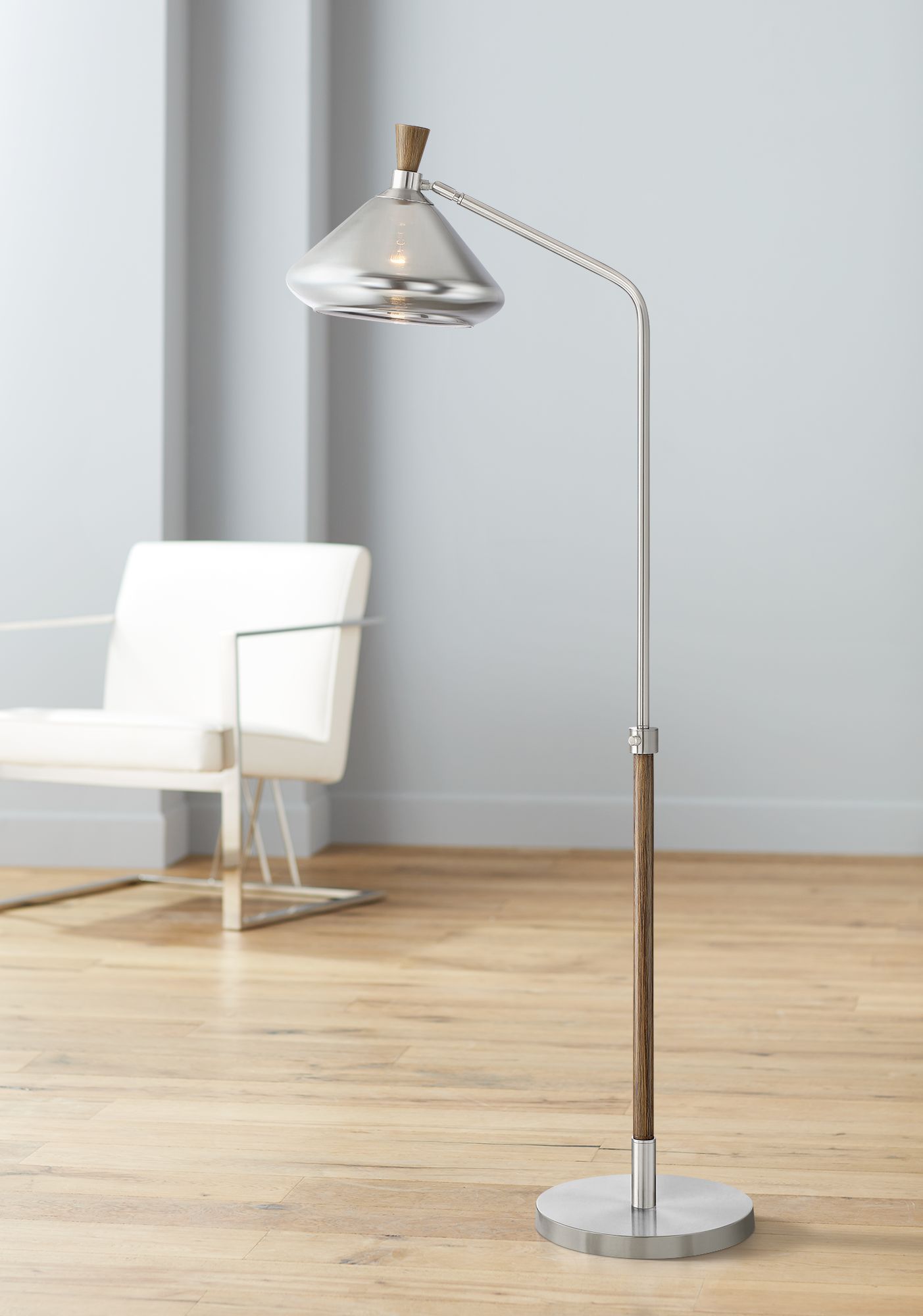 Possini Euro Astley Brushed Nickel Pharmacy Arc Floor Lamp