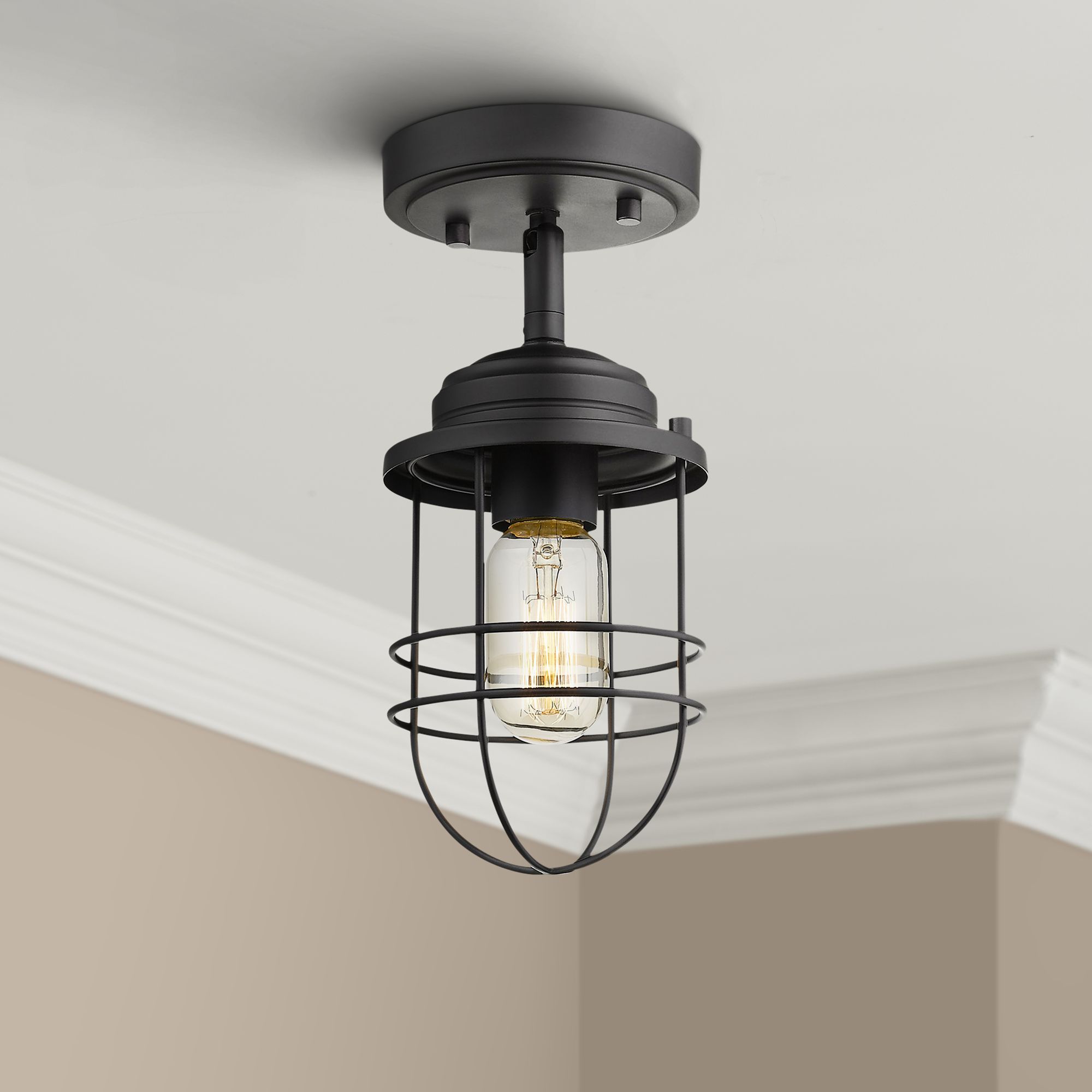 Seaport 4 3/4" Wide Black Convertible Pendant/Ceiling Light