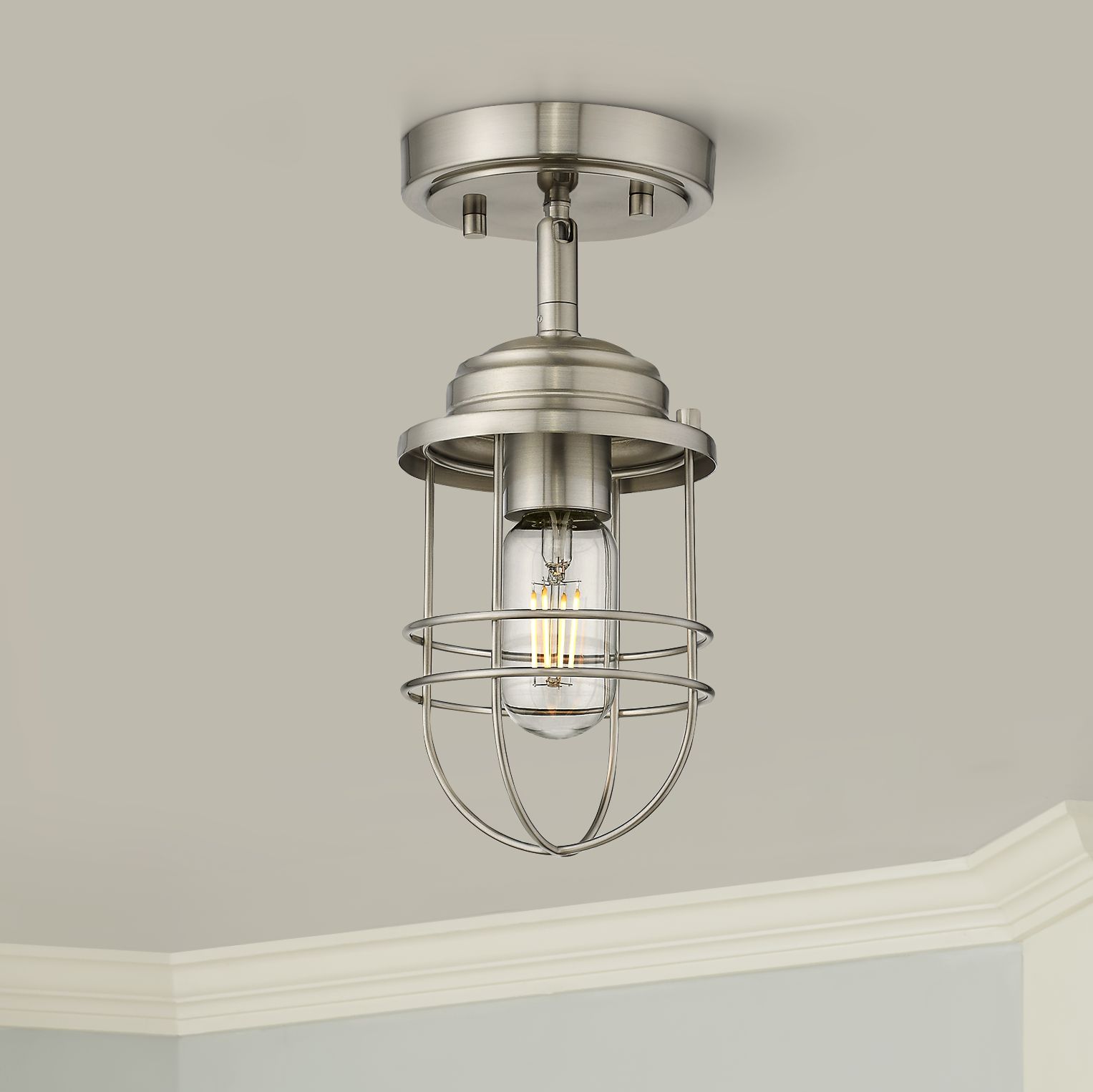 Seaport 4 3/4" Wide Pewter Convertible Pendant/Ceiling Light