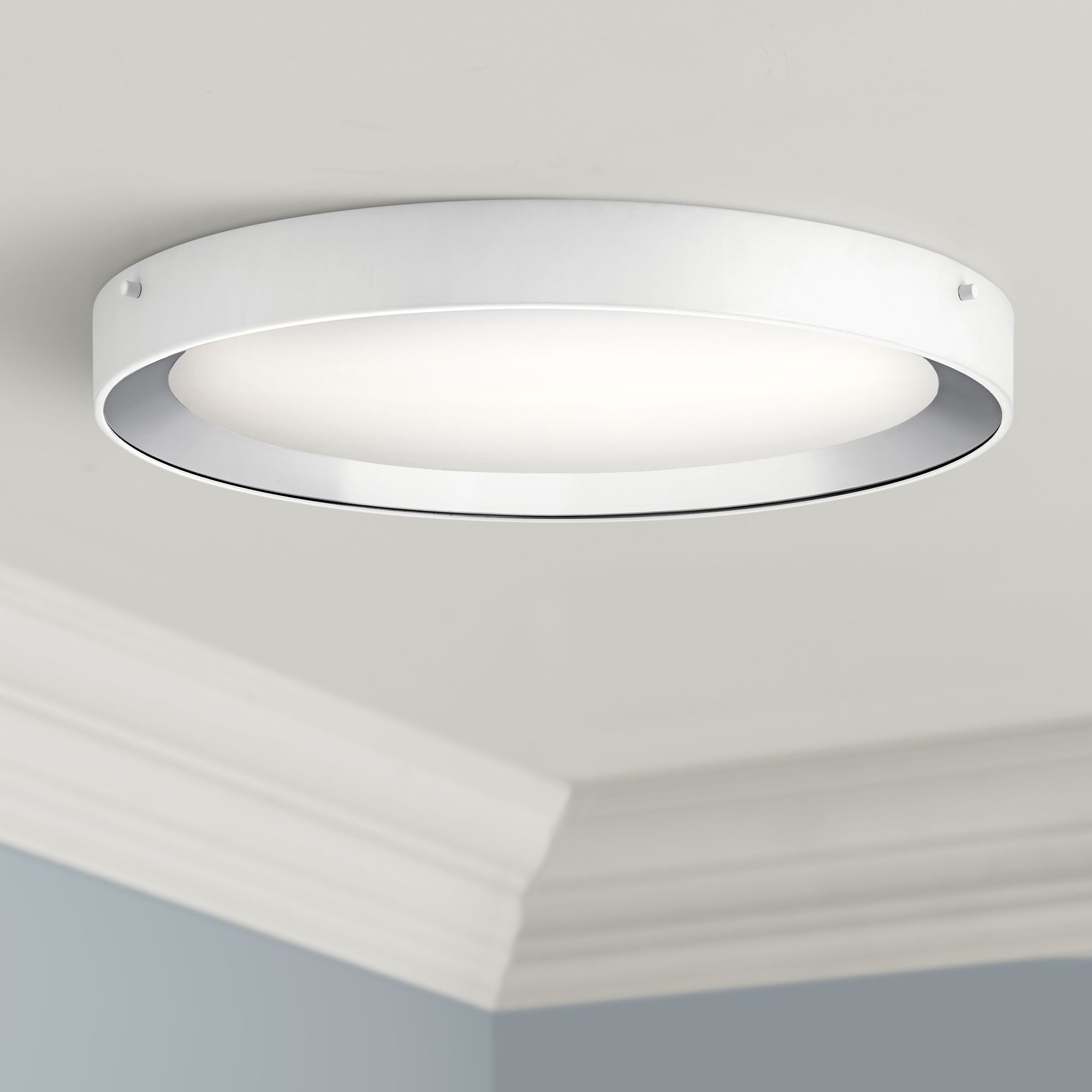 Elan Incus 19 3/4" Wide White and Chrome LED Ceiling Light