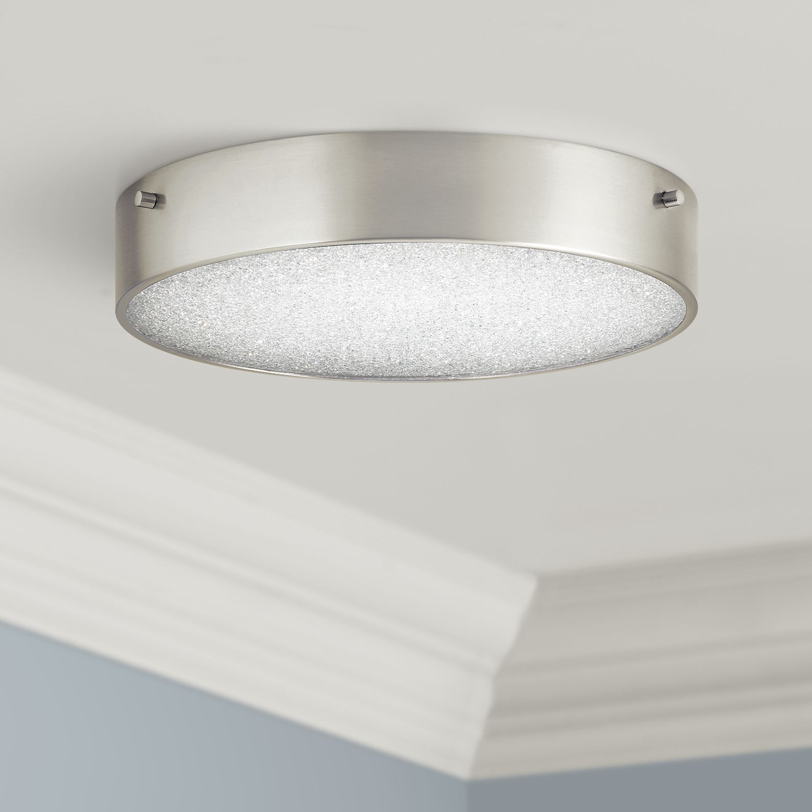 Elan Crystal Moon 11 3/4"W Brushed Nickel LED Ceiling Light