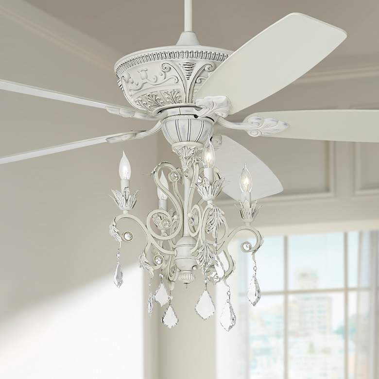 60 Casa Montego Rubbed White Chandelier Led Ceiling Fan