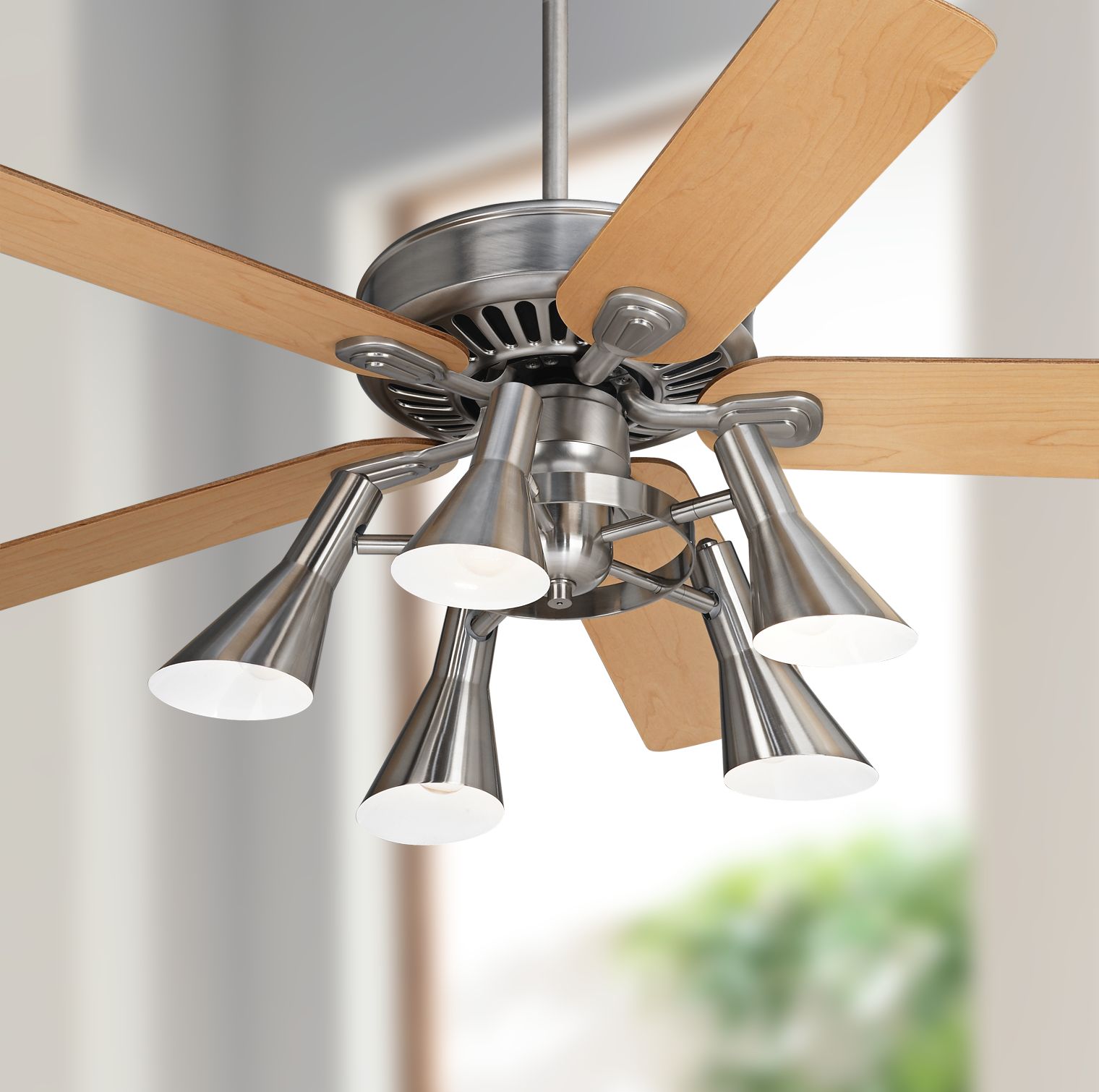 52" Windstar II Maple Retro 5-Light LED Ceiling Fan