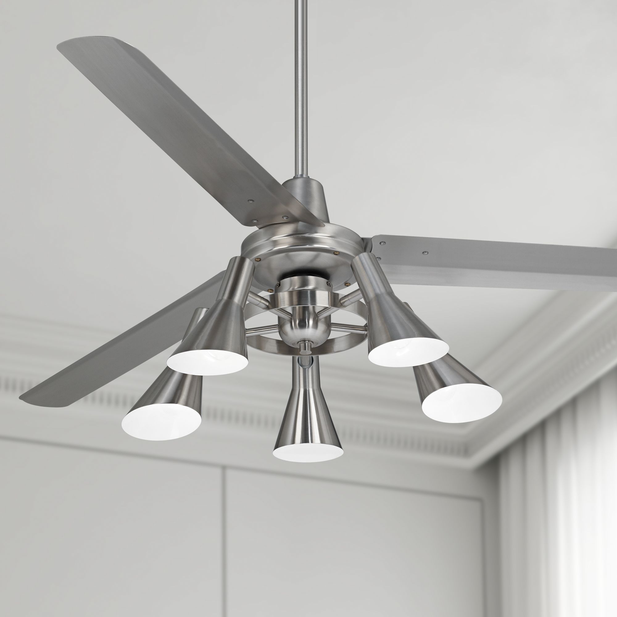 60" Casa Turbina AC Brushed Nickel 5-Light LED Ceiling Fan