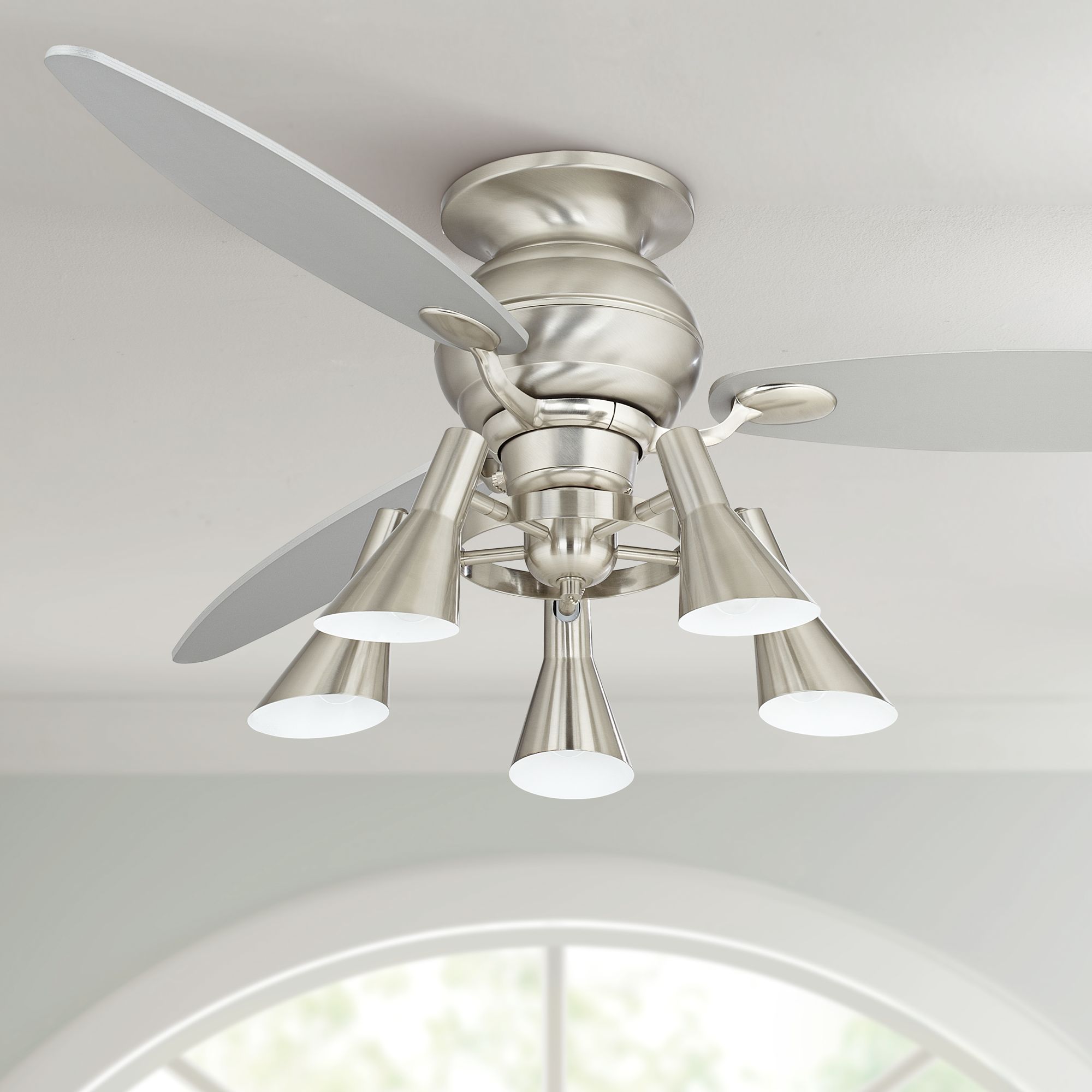 60" Spyder Hugger Silver Retro 5-Light LED Ceiling Fan