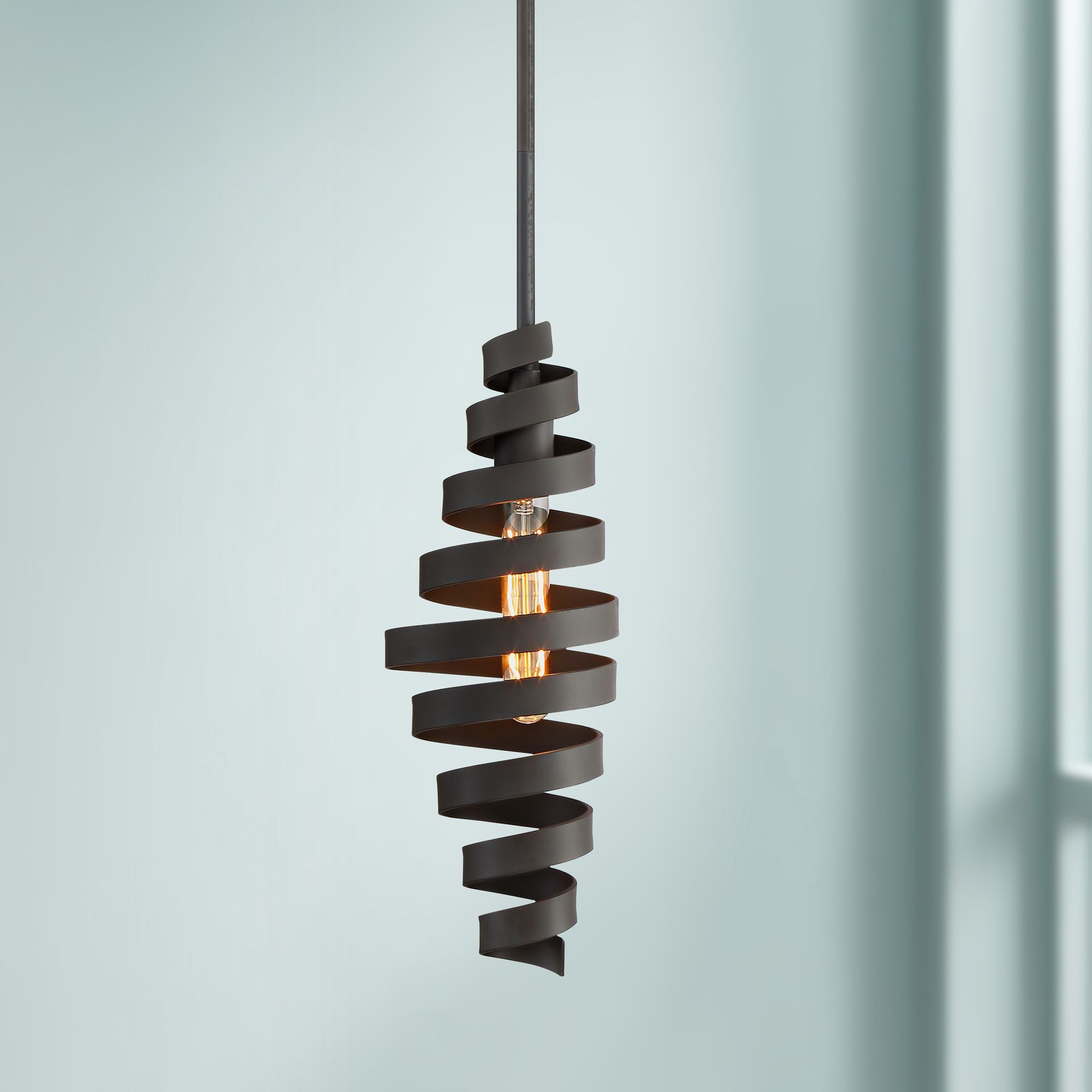 Possini Euro Marlo 6" Wide Bronze Spirals Mini Pendant Light