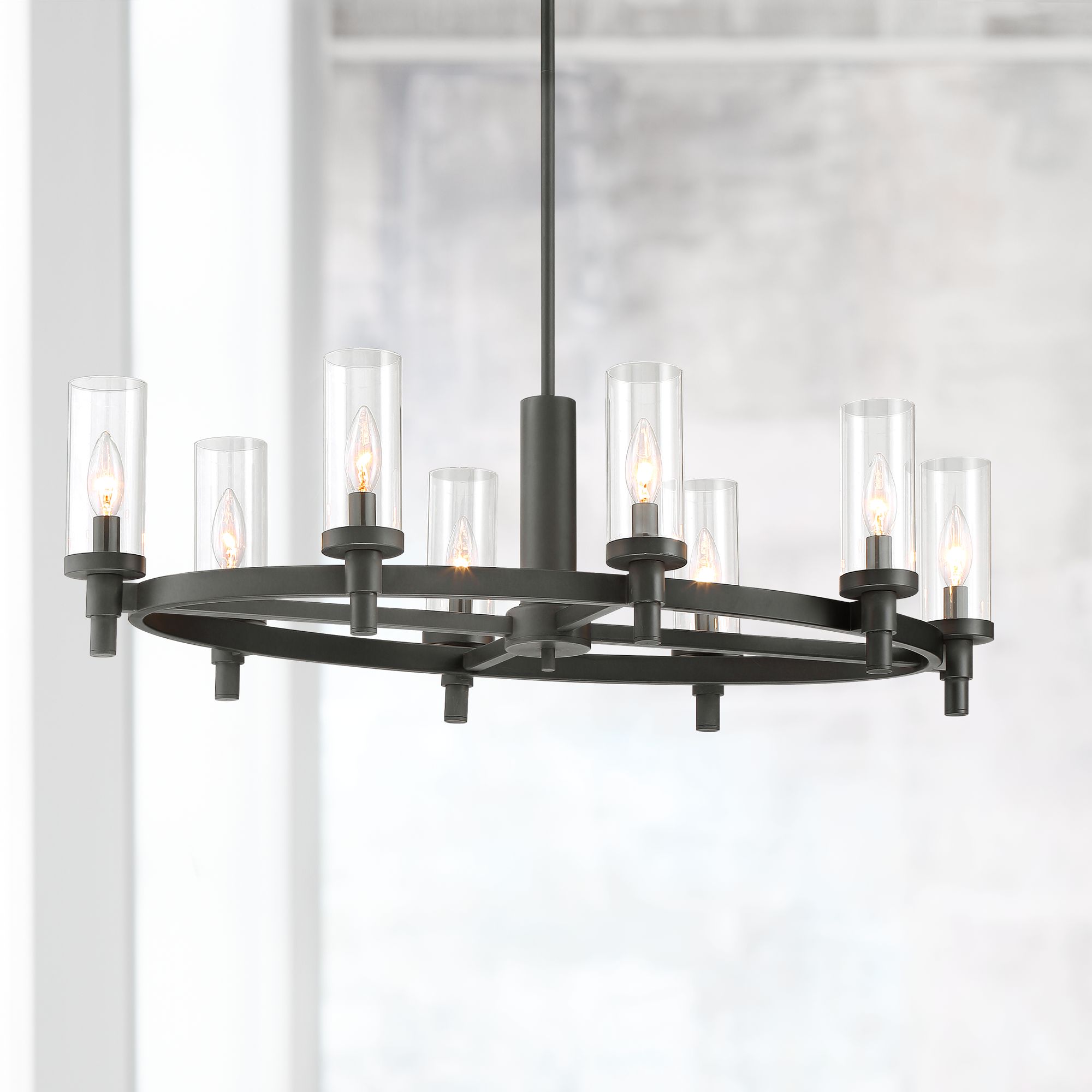 Possini Euro Mancini 34 1/2"W Black Oval 8-Light Chandelier