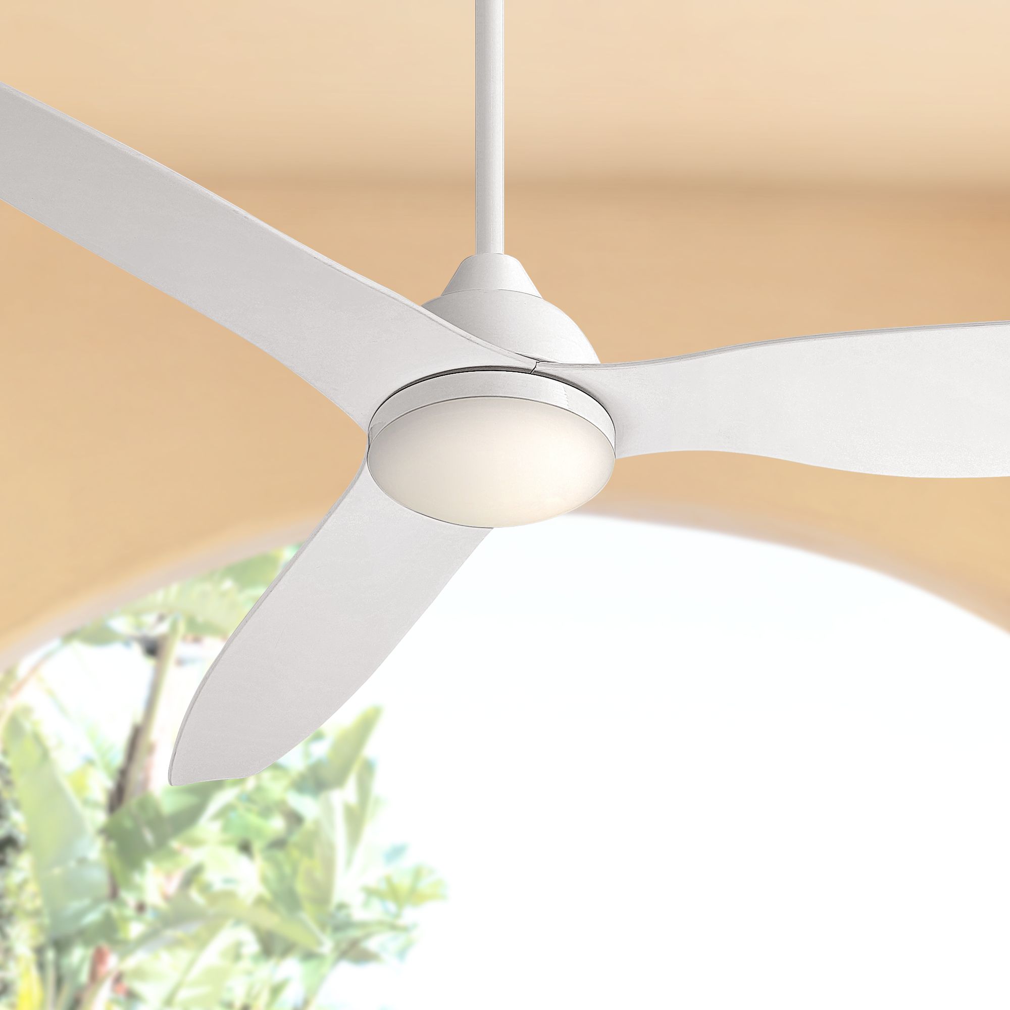 52" Nueva Vista White Damp Rated LED Ceiling Fan