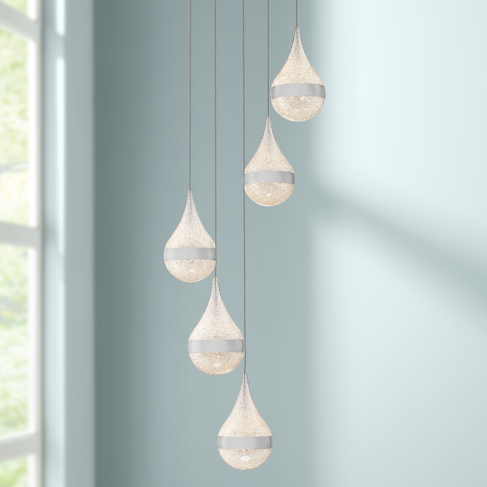 Dewdrop 13 3/4" Wide Crystal LED Droplet Multi Light Pendant