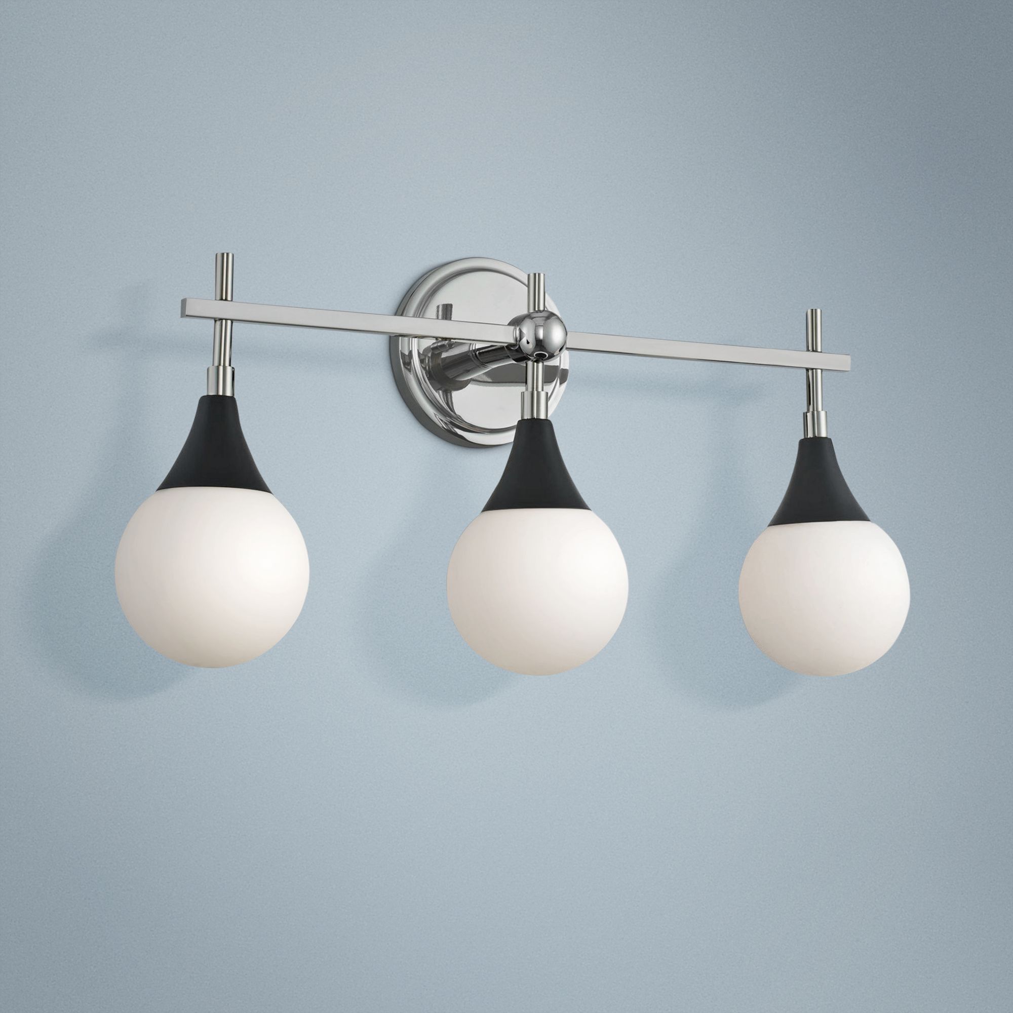 Bogart 22" Wide Black and Polished Nickel 3-Light Bath Light