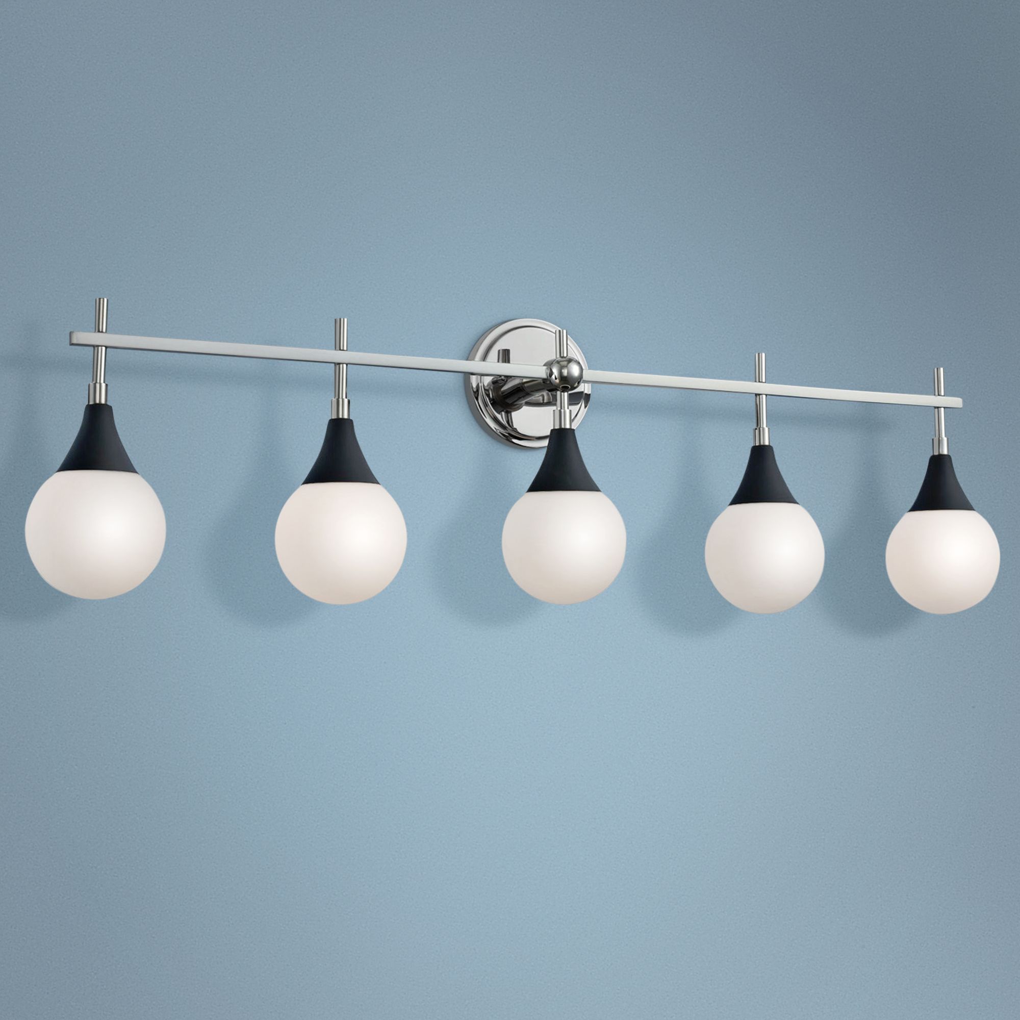 Bogart 39" Wide Black and Polished Nickel 5-Light Bath Light