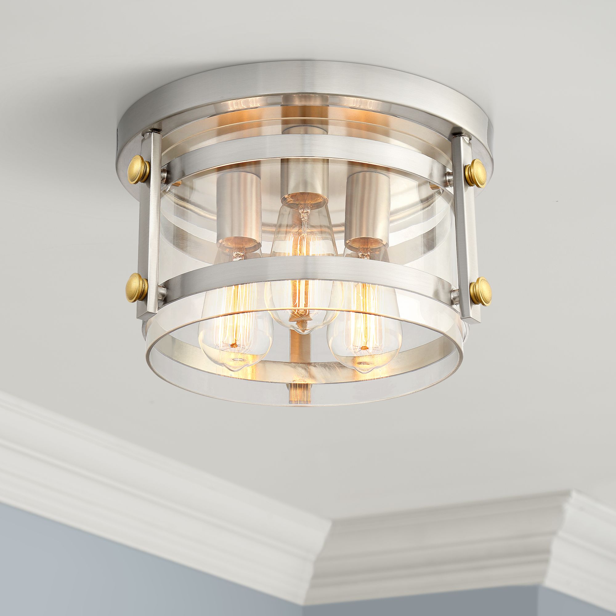 Eagleton 13 1/2" Wide Brushed Nickel LED Ceiling Light