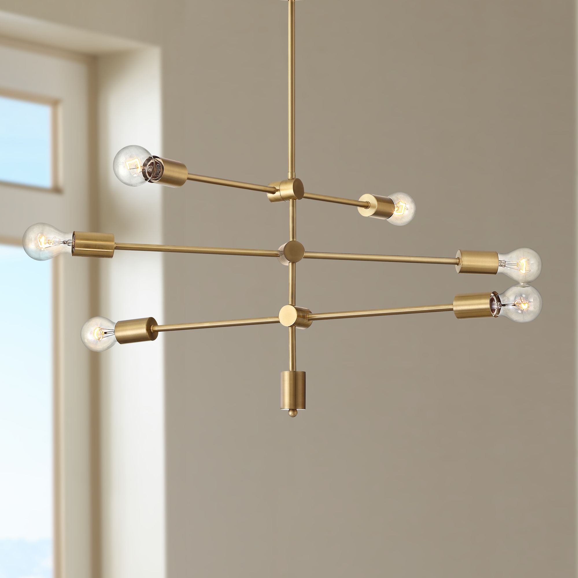 Possini Euro Morse 27" Wide Brass 6-Light Pendant Light