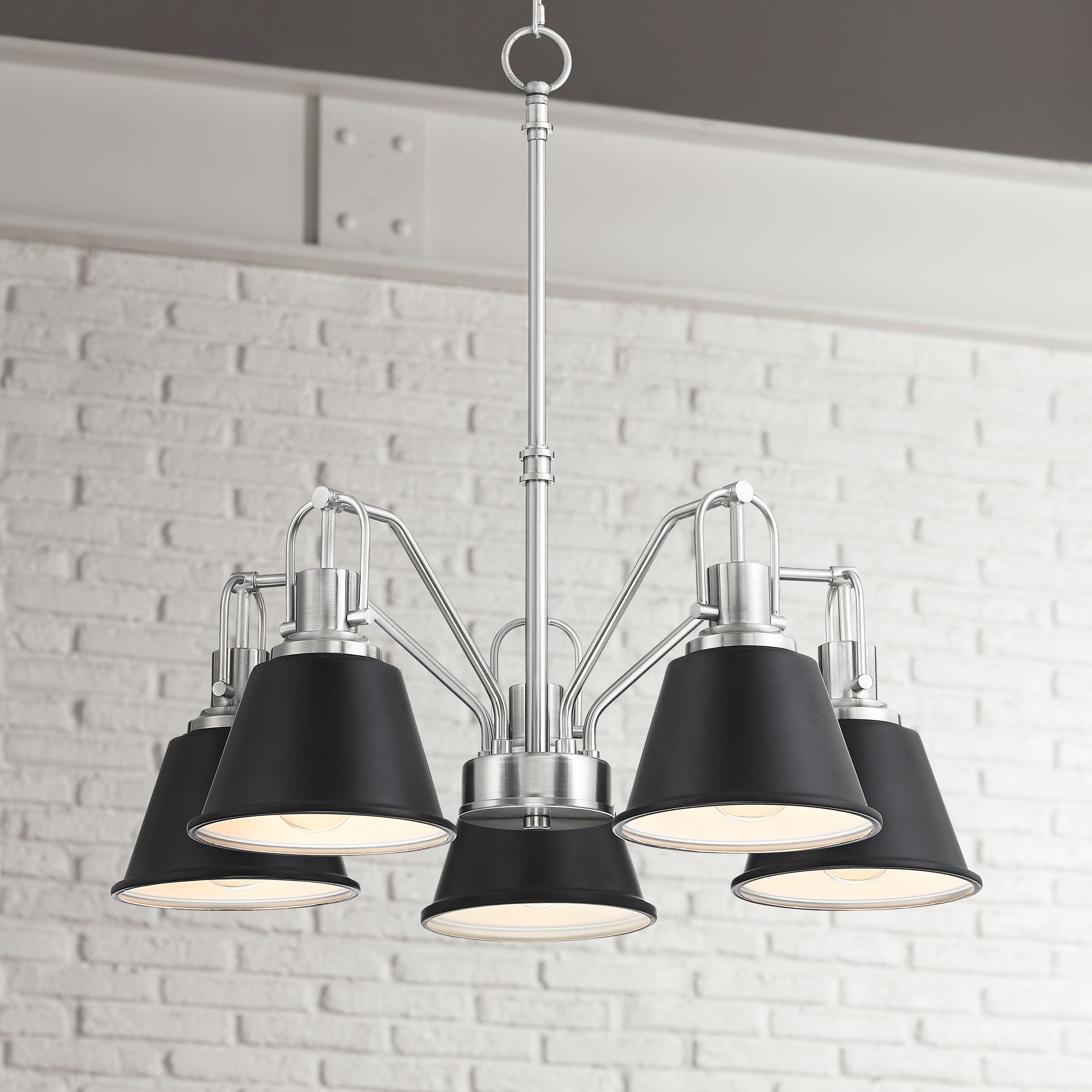 Orleans 23"W Brushed Nickel and Black 5-Light Chandelier