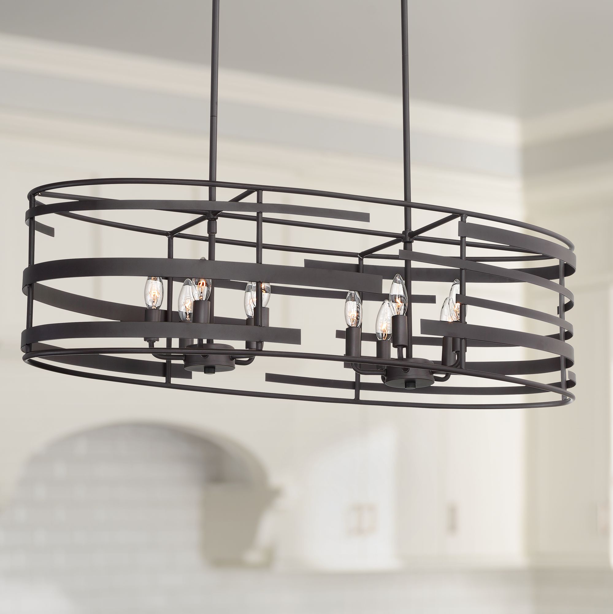 Maglia 38 1/2" Wide Bronze 10-Light Island Chandelier
