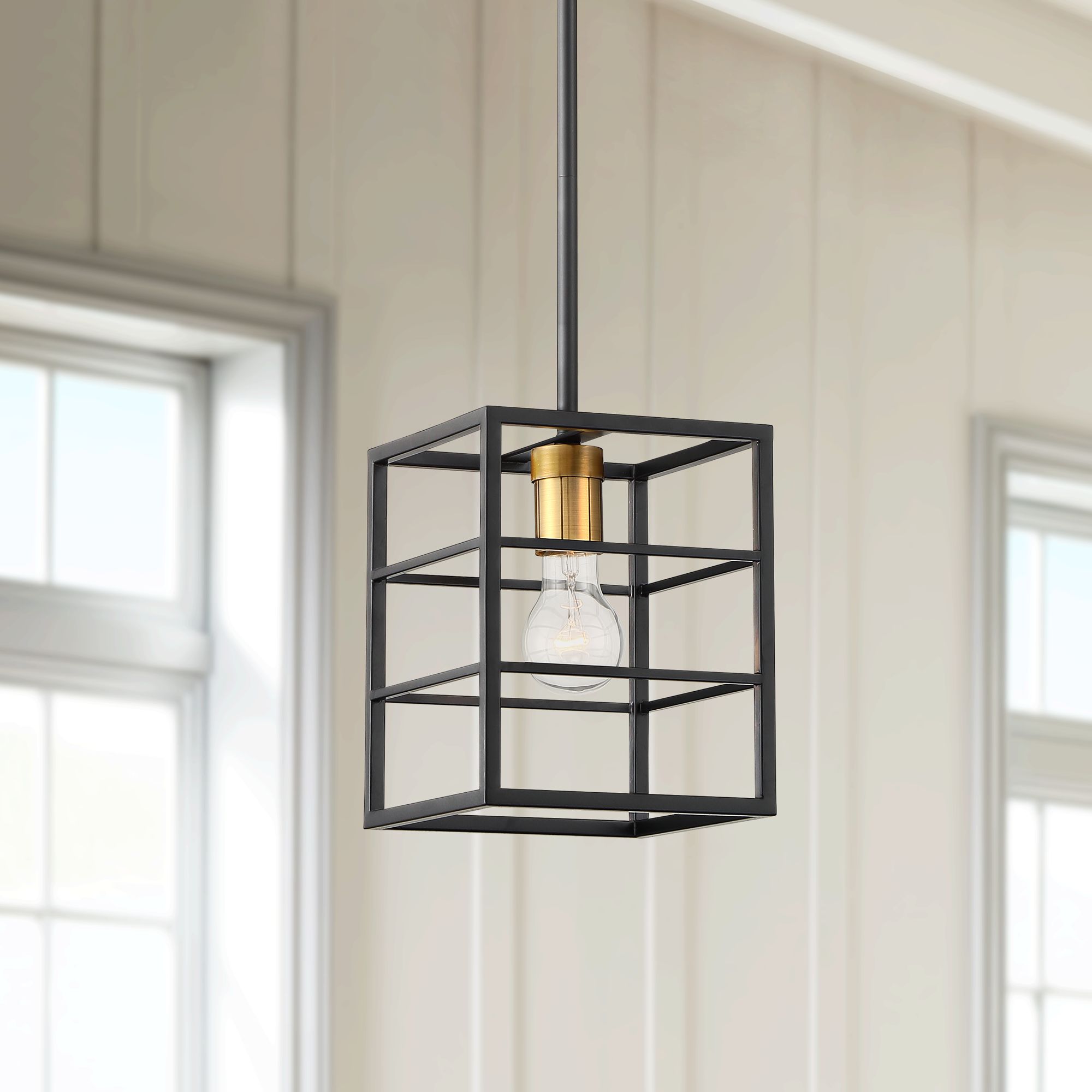 Possini Euro Logan 7 1/4" Wide Black Cage Mini Pendant Light