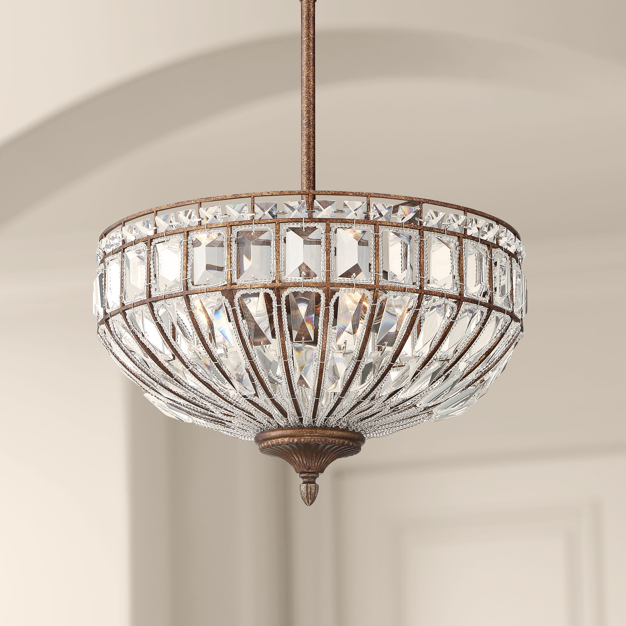 Ibeza 18" Wide Crystal Mocha 3-Light Pendant Light