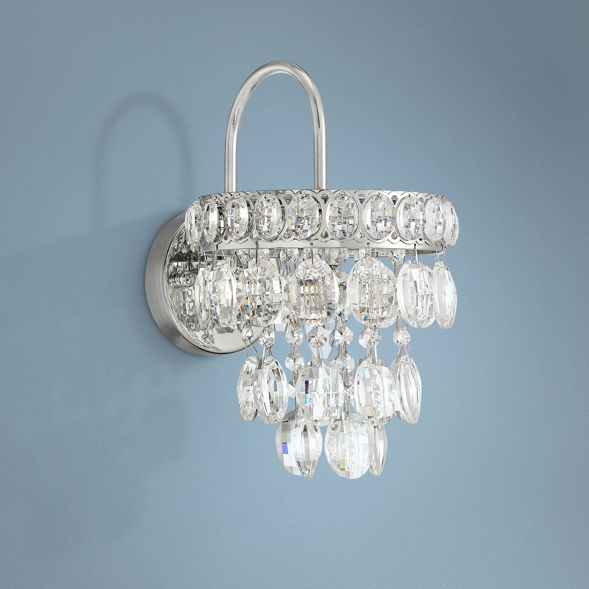 Lila 12 1/2" High Chrome and Crystal Wall Sconce