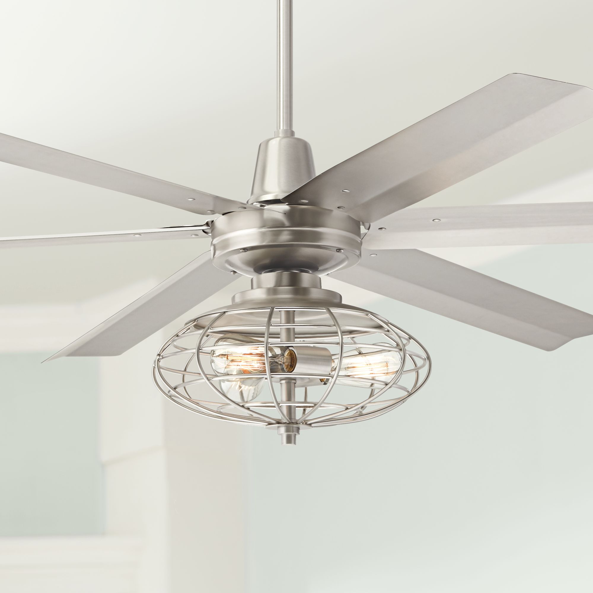 60 Turbina Max Ac Brushed Nickel Led Ceiling Fan
