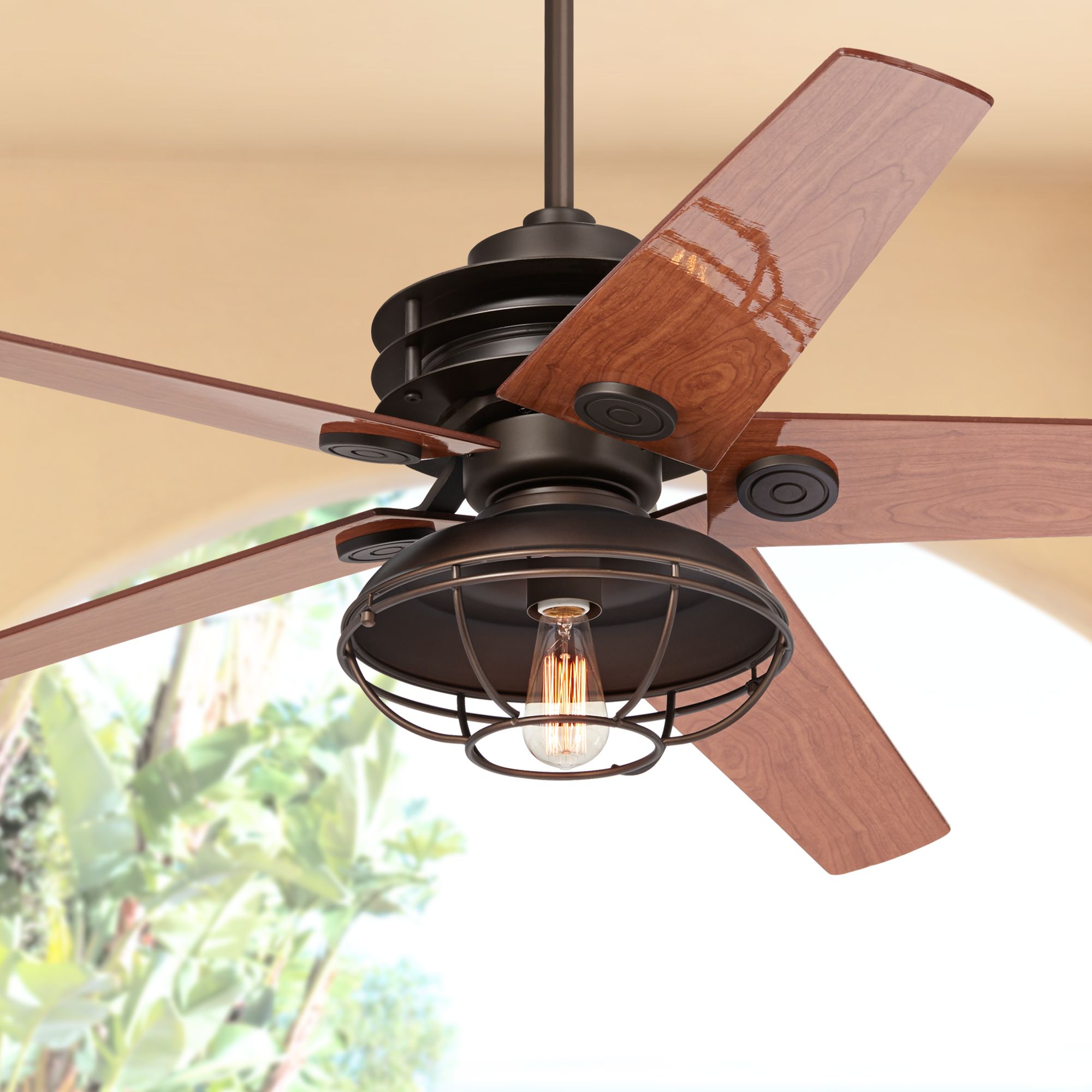 60" Casa Venue LED Bronze Damp Ceiling Fan