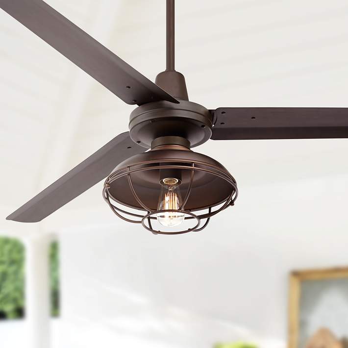 60 Turbina Led Bronze Damp Ceiling Fan 64v28 Lamps Plus