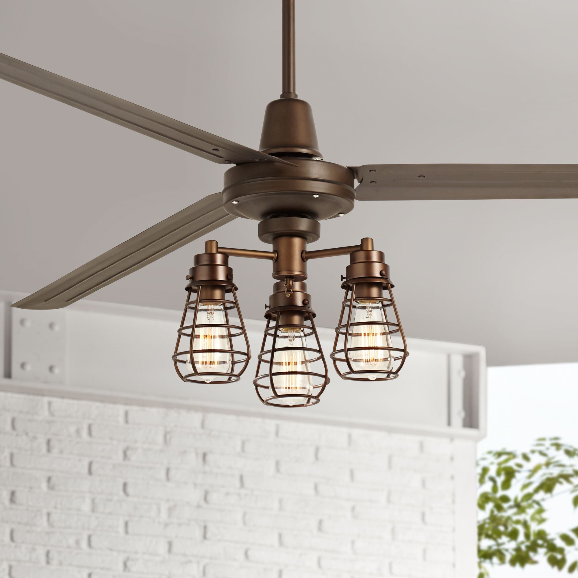 72" Turbina XL Bronze Bendlin Cage LED Ceiling Fan