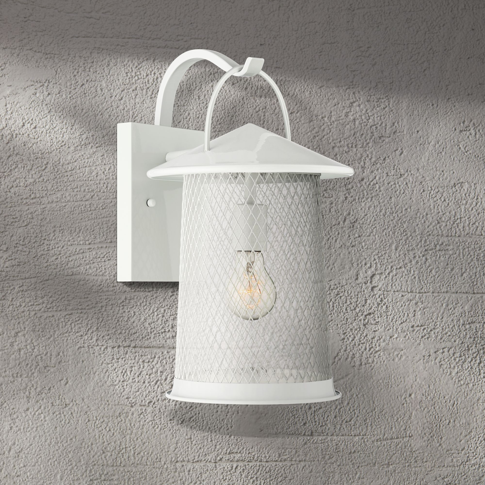 Serrington 15 1/2" High White Mesh Outdoor Wall Light