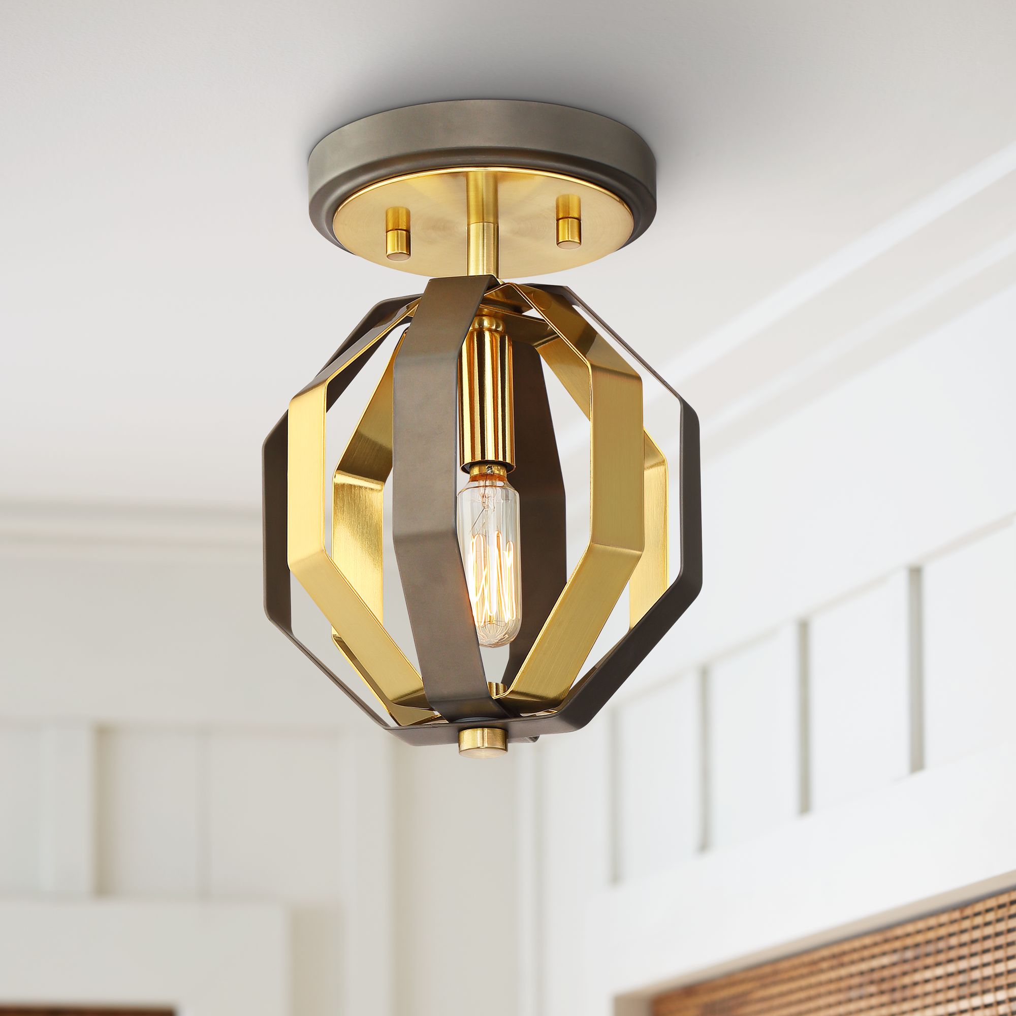 Octo 7" Wide Warm Gold and Bronze Ceiling Light