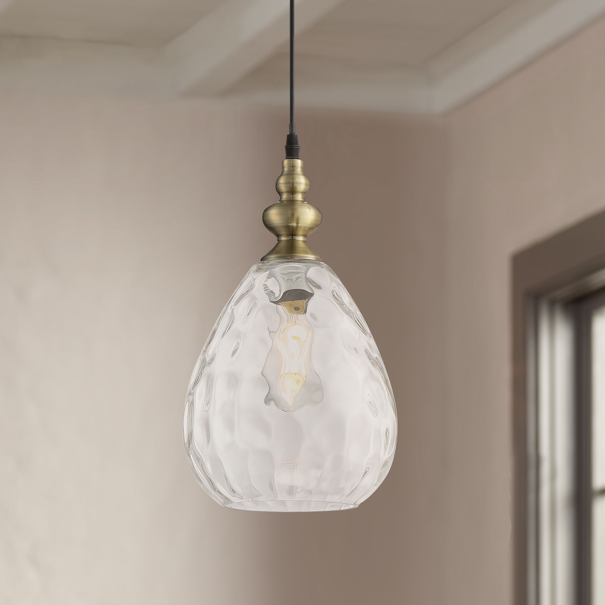 Summerle 8 1/4"W Antique Brass Plated Glass Mini Pendant