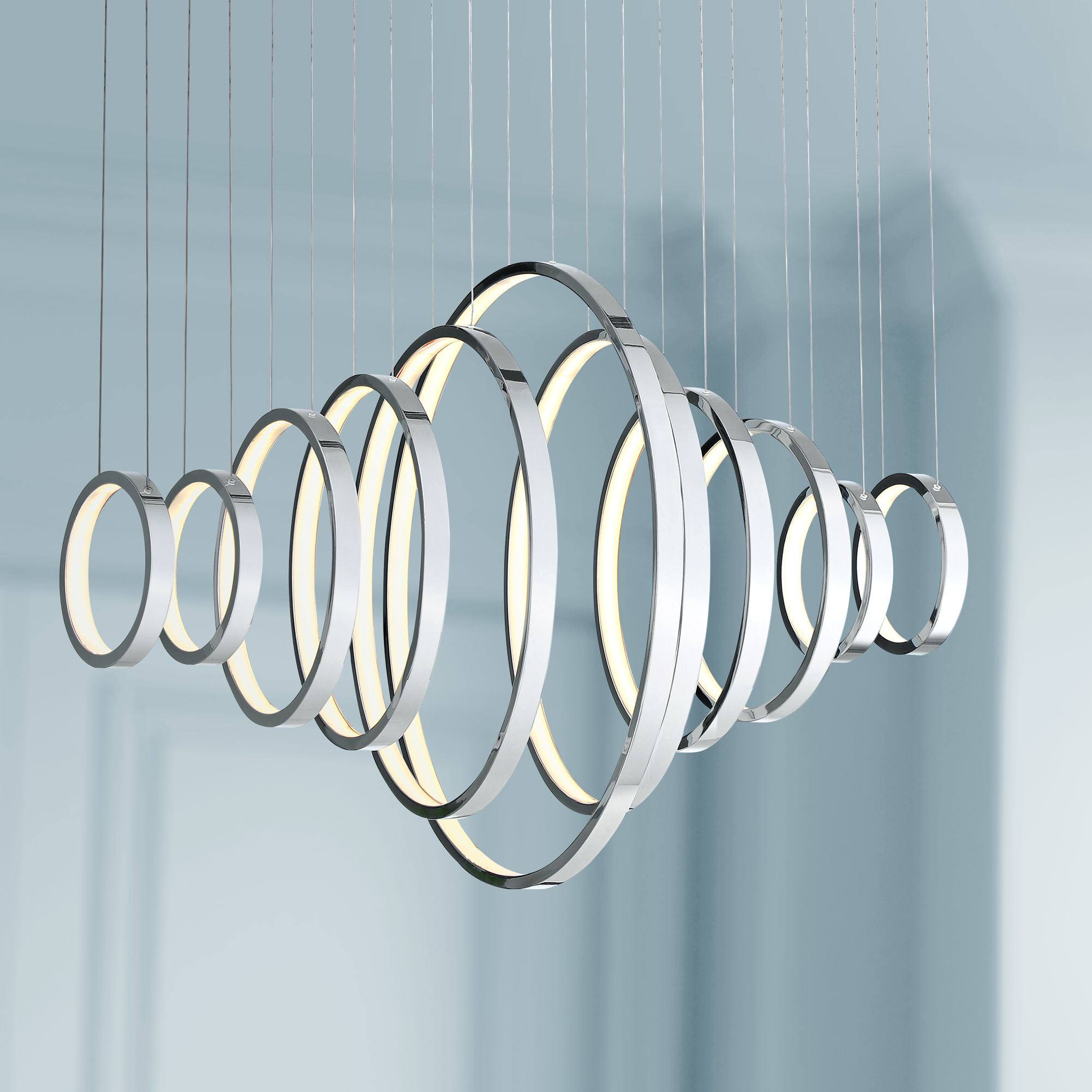 Zavier 31 1/2" Wide Chrome Multi-Ring LED Pendant Light