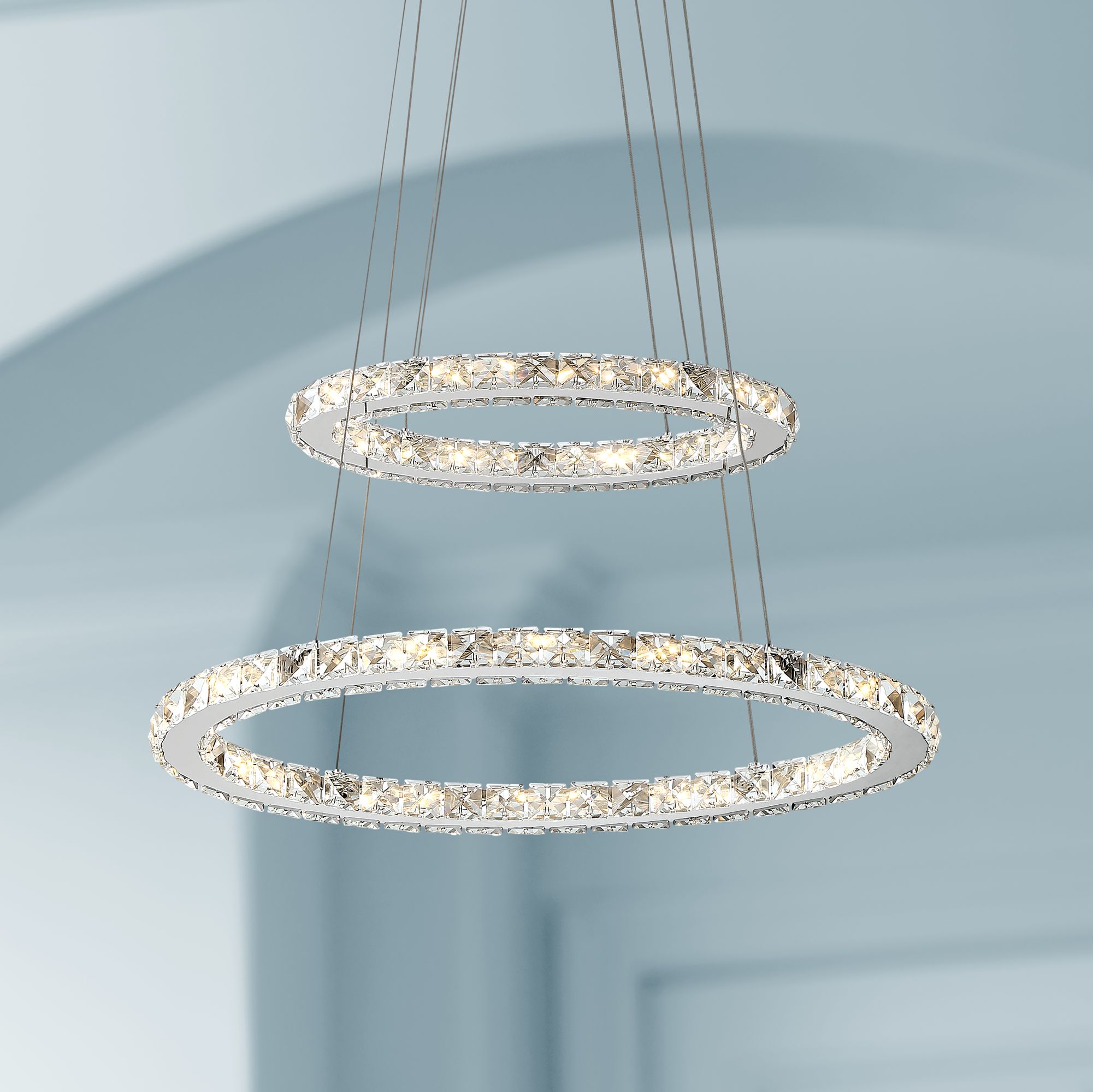 Glenna 23 3/4" Wide Chrome 2-Ring LED Pendant Light