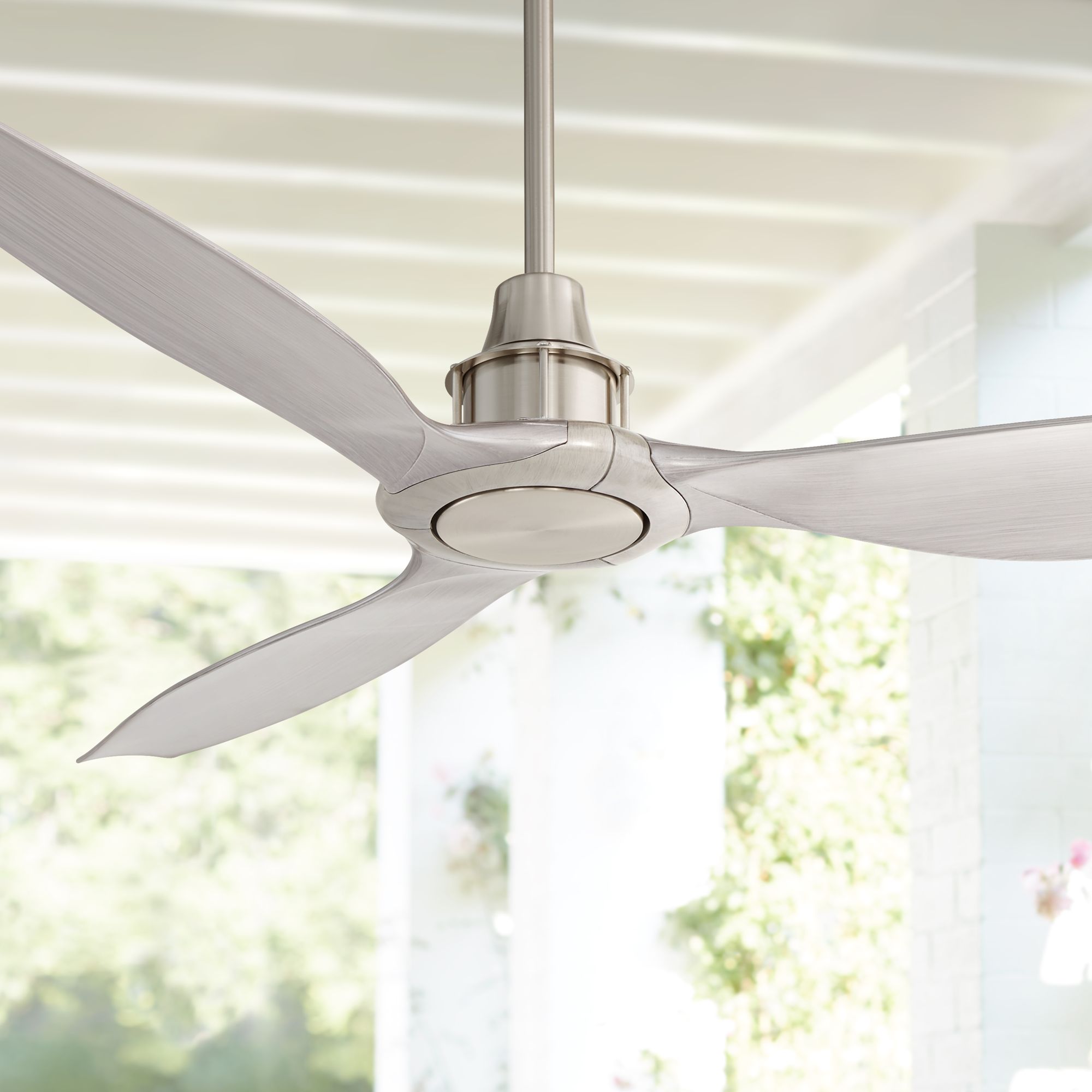 58" Interceptor Brushed Nickel Matte Silver Damp Ceiling Fan