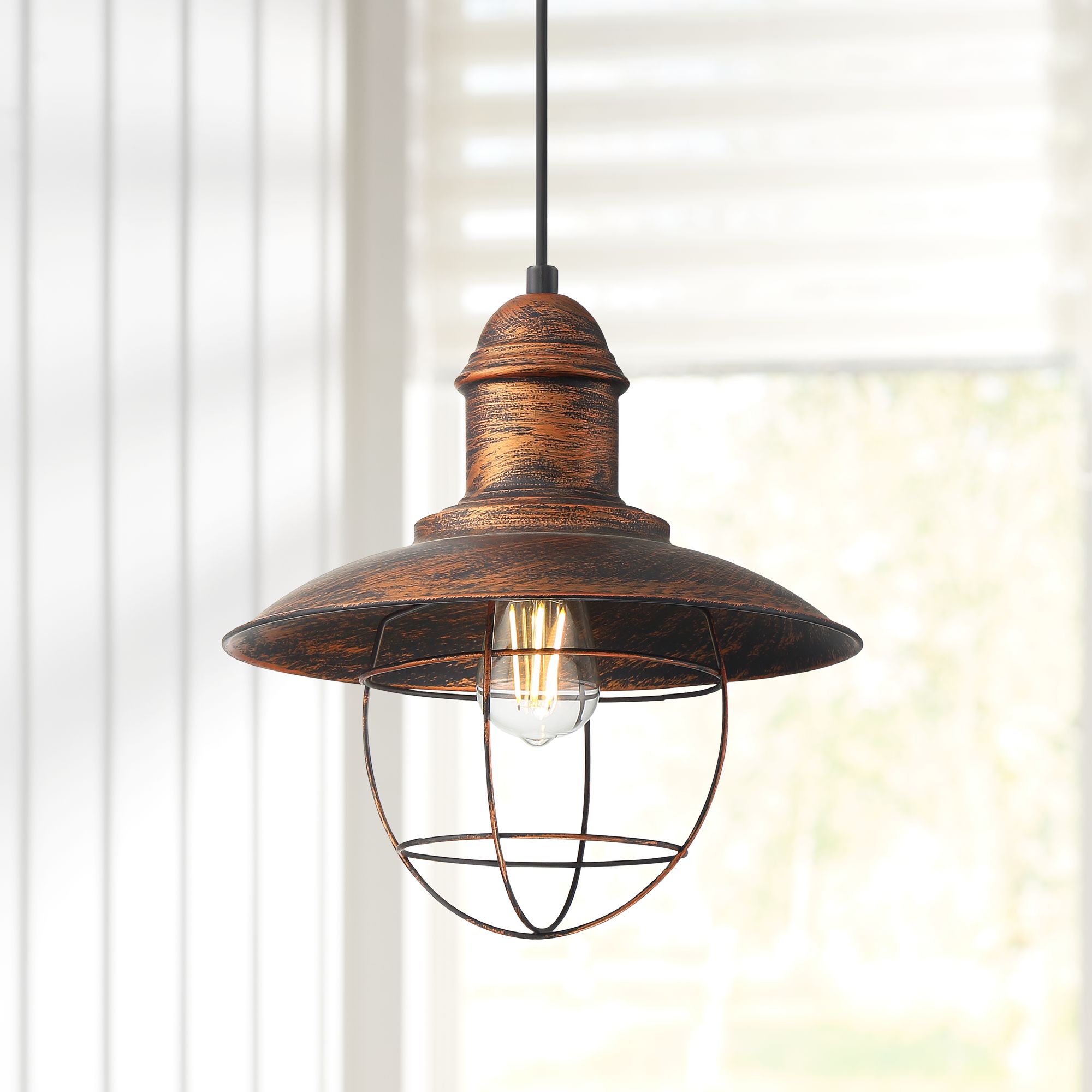 Possini Euro Corvalis 11 3/4" Wide Caged Metal Pendant Light