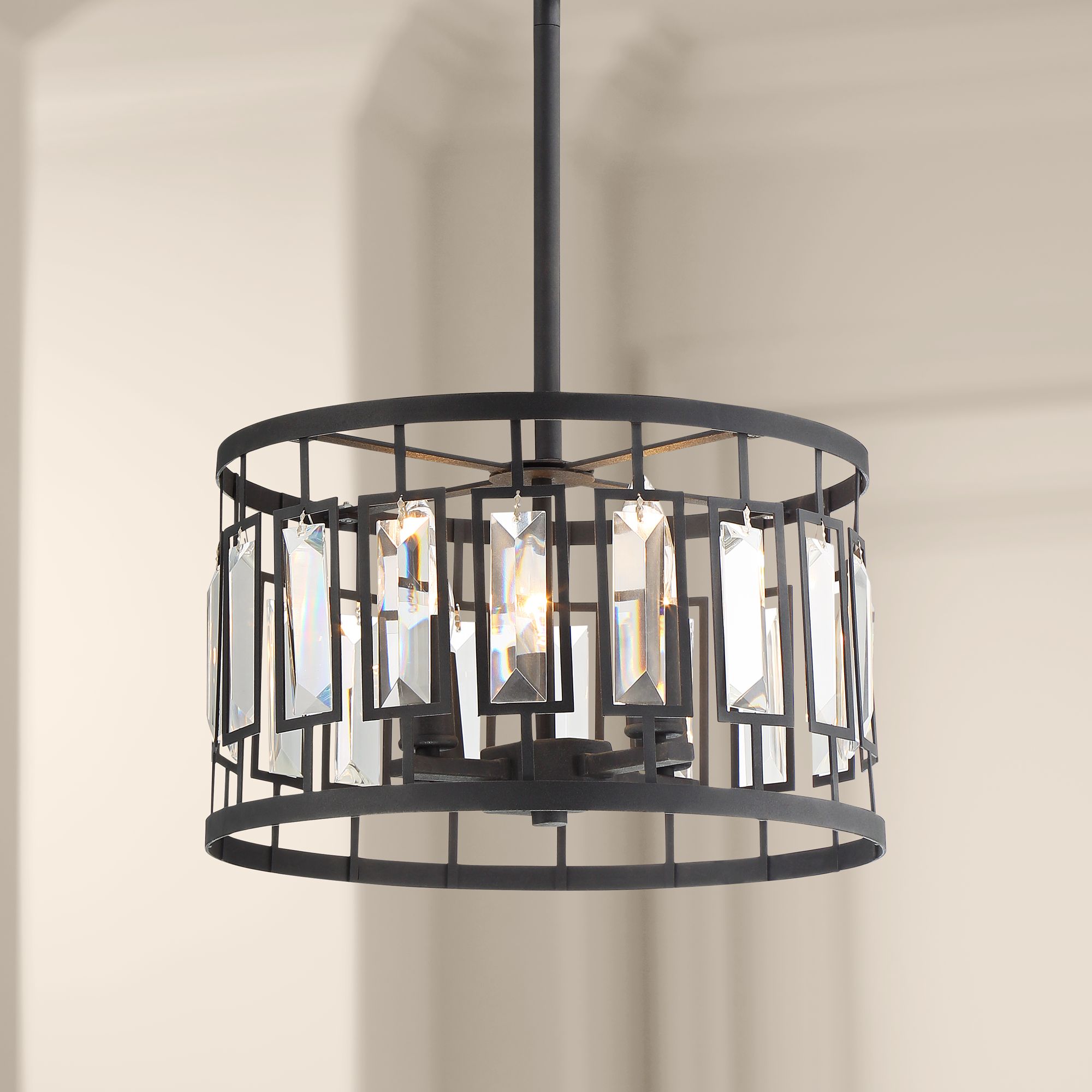 Malora 15" Wide Black 4-Light Drum Pendant Light