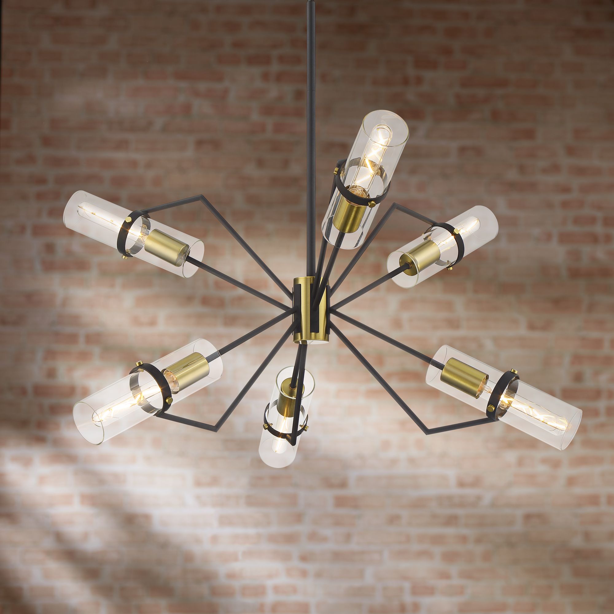 Possini Euro Whitley 34 3/4" Wide Black 6-Light LED Pendant