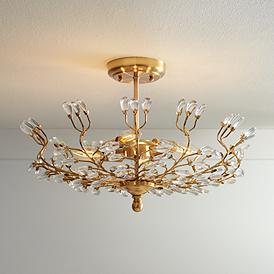 10" Close to Ceilng Crystal Chandelier Flushmount Palace Lighting Gold or chrome 