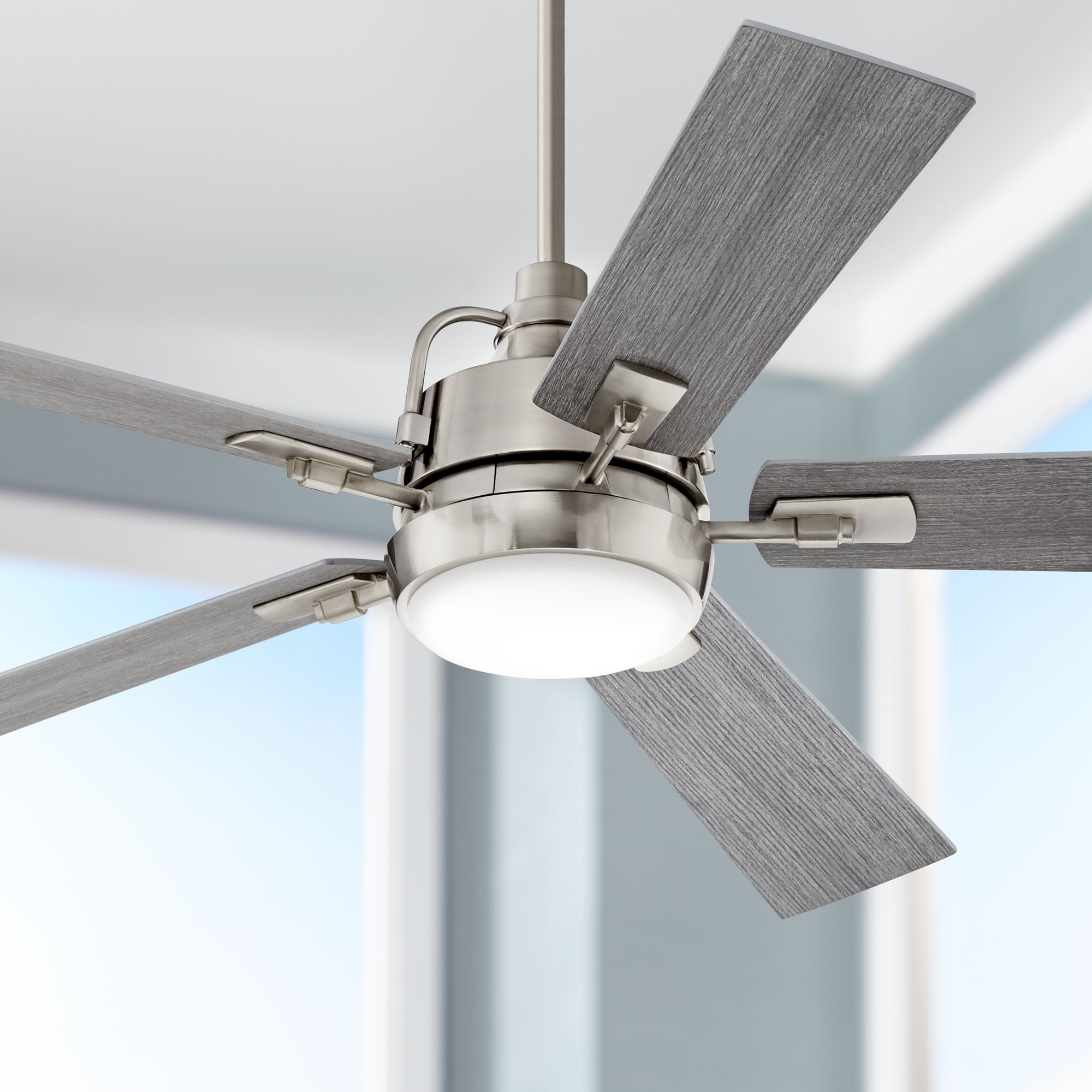 60 Casa Vieja Lemans Brushed Nickel Led Ceiling Fan 65c06 Lamps Plus