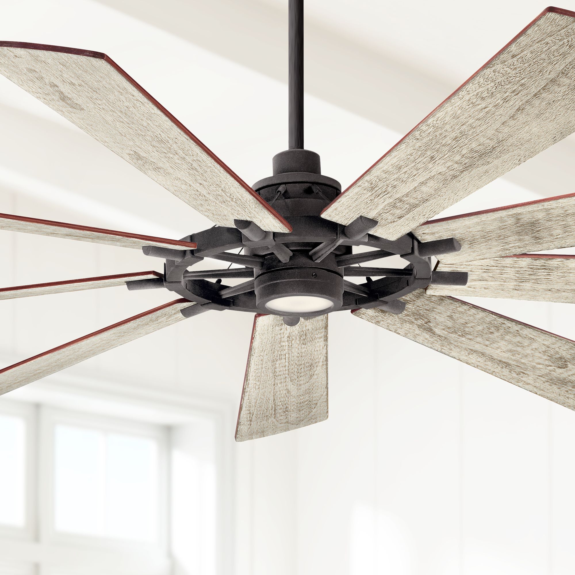 85" Kichler Gentry XL Weathered Zinc LED Ceiling Fan
