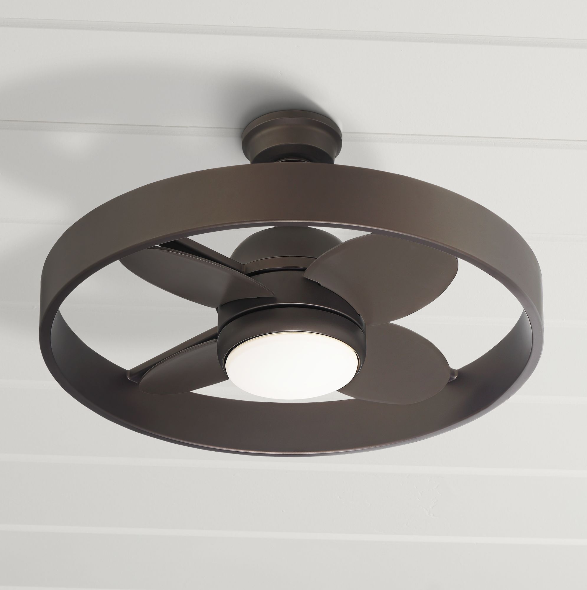 24" Casa Agile Bronze Circle Damp Rated LED Ceiling Fan