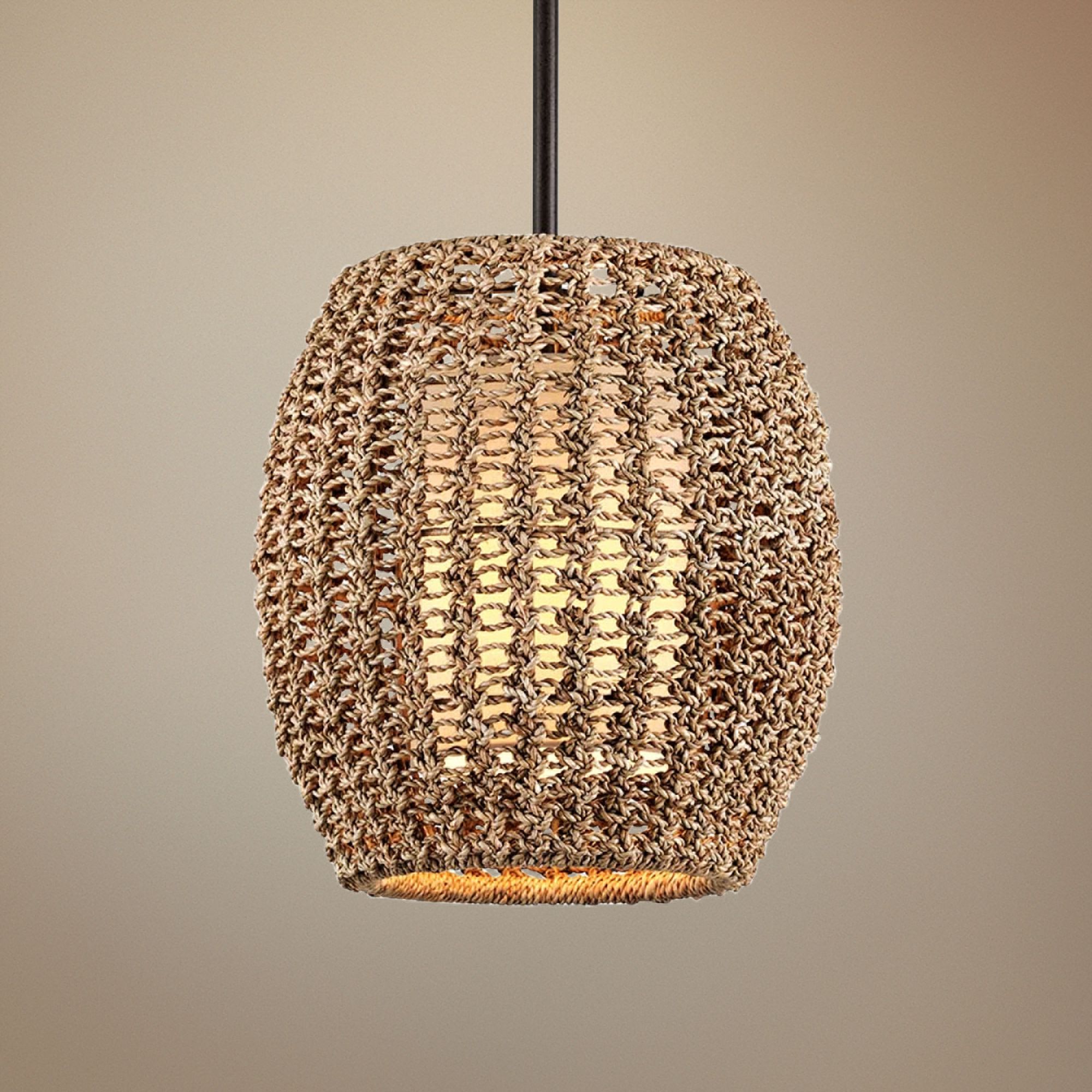 Conga 17" Wide Tidepool Bronze Pendant Light with Rope Shade