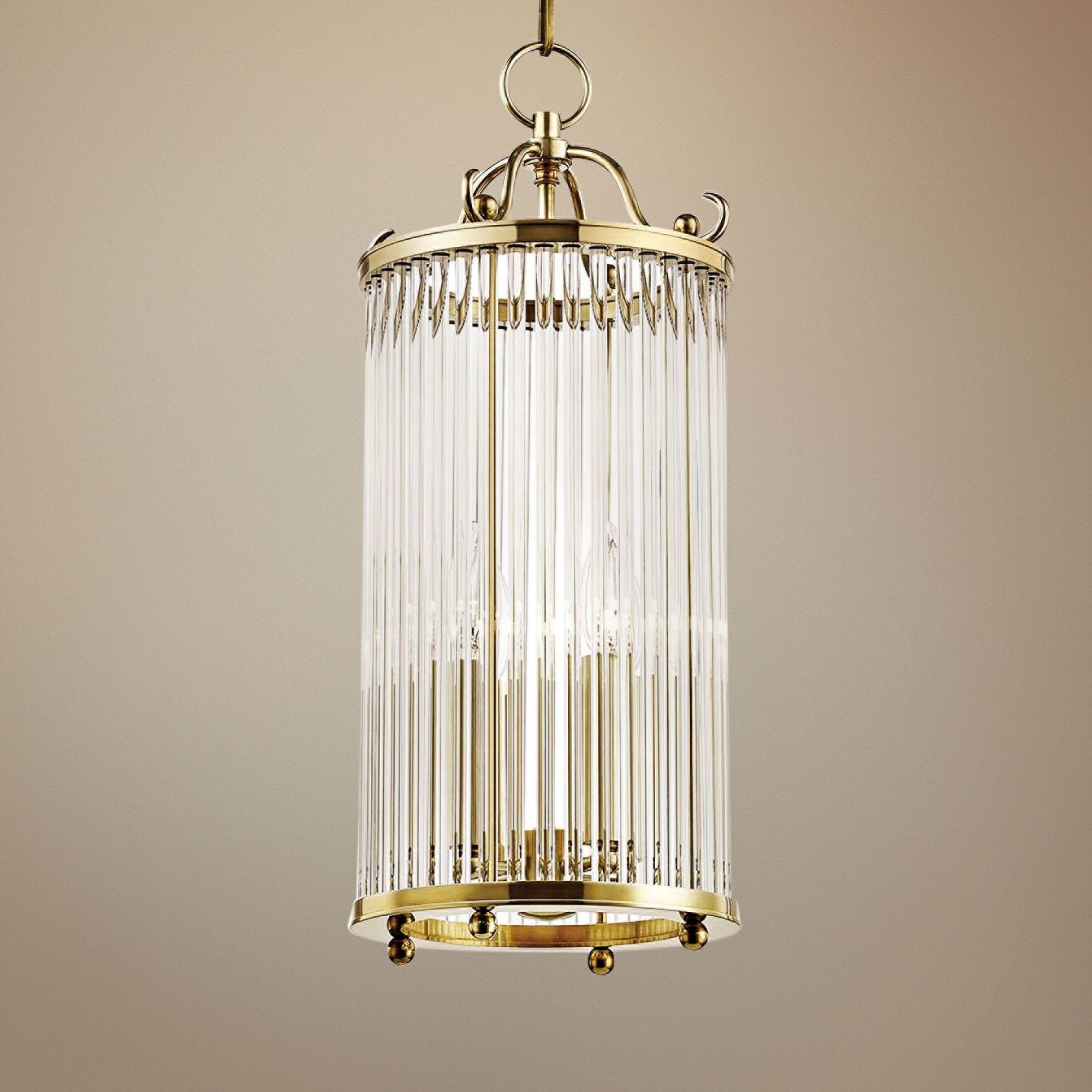 Glass No.1 8 3/4" Wide Aged Brass and Crystal Mini Pendant