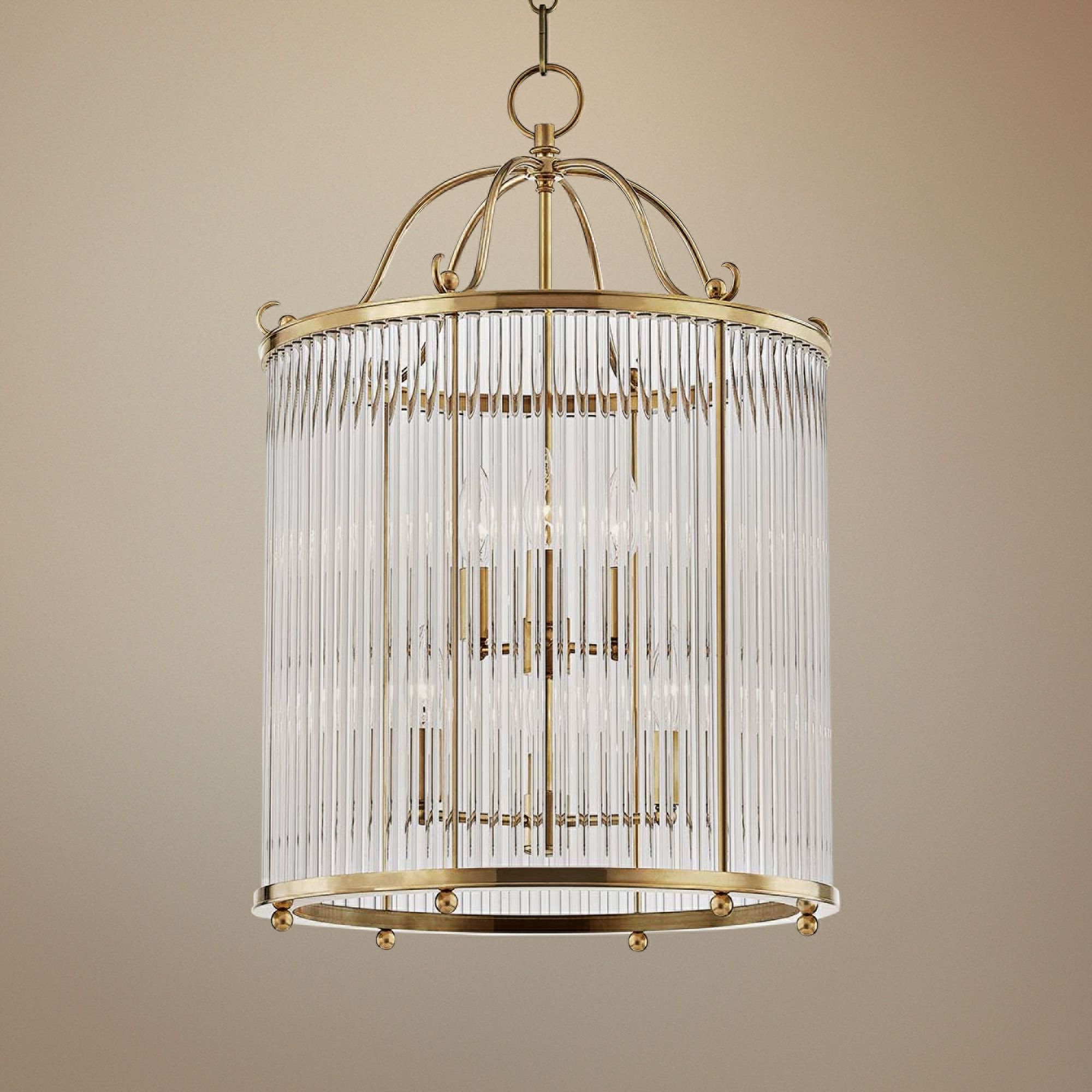 Glass No.1 17 1/2" Wide Aged Brass and Crystal Pendant Light