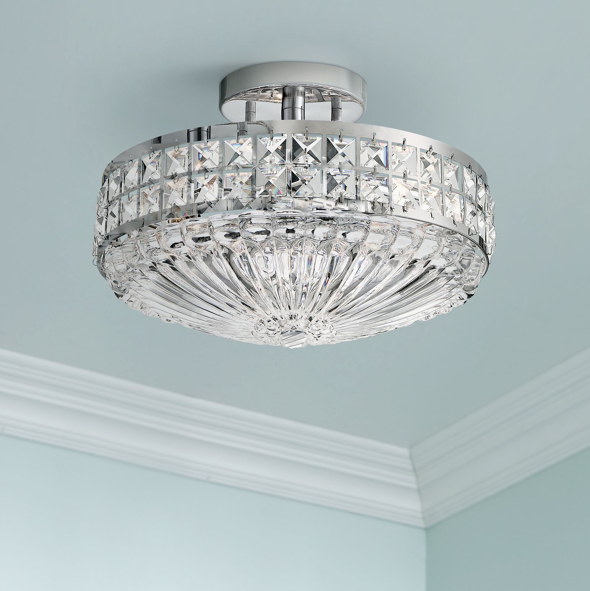 Galvan 12 1 2 Wide Crystal And Chrome Ceiling Light 65e78