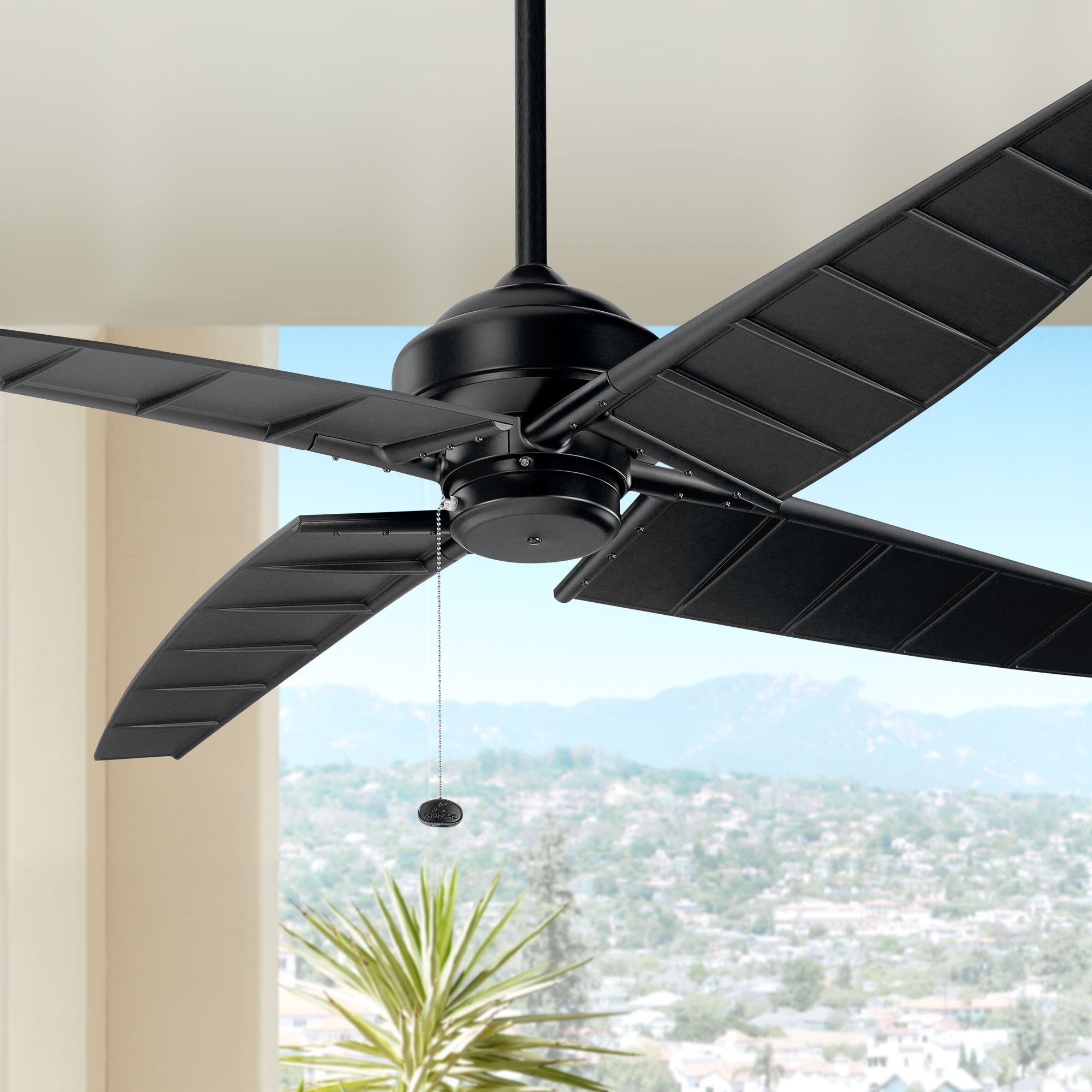 60 Kichler Surrey Climates Satin Black Ceiling Fan 65e94
