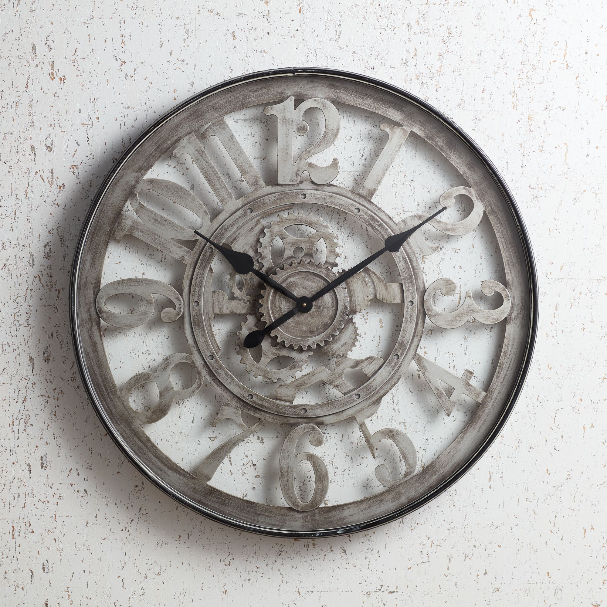 Edith Silver and Black 31 1/2" Round Metal Wall Clock
