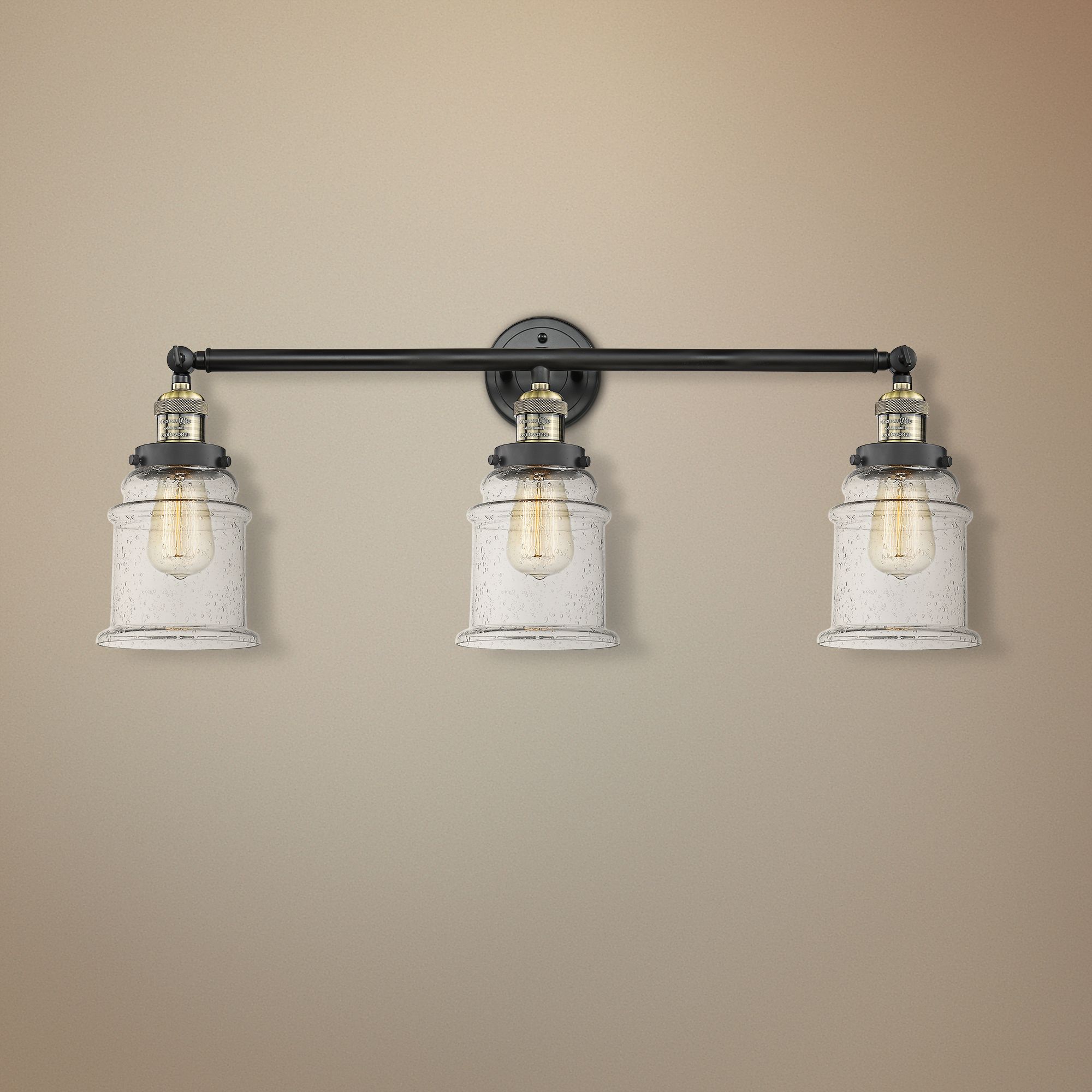 Canton 30"W Black and Brass 3-Light Adjustable Bath Light